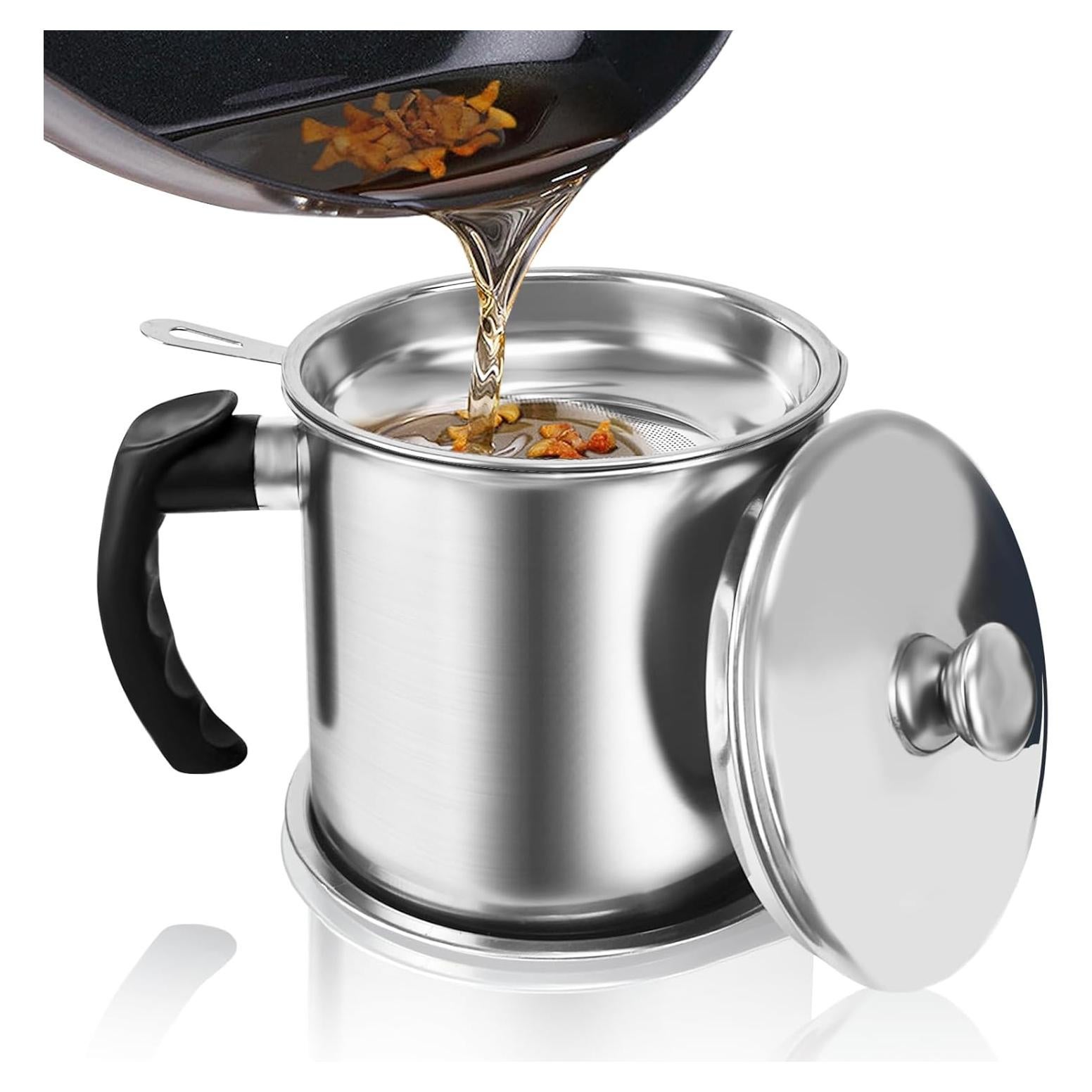 Contenedor de Grasa de Tocino Jtshy 1.3L Acero Inoxidable con Colador