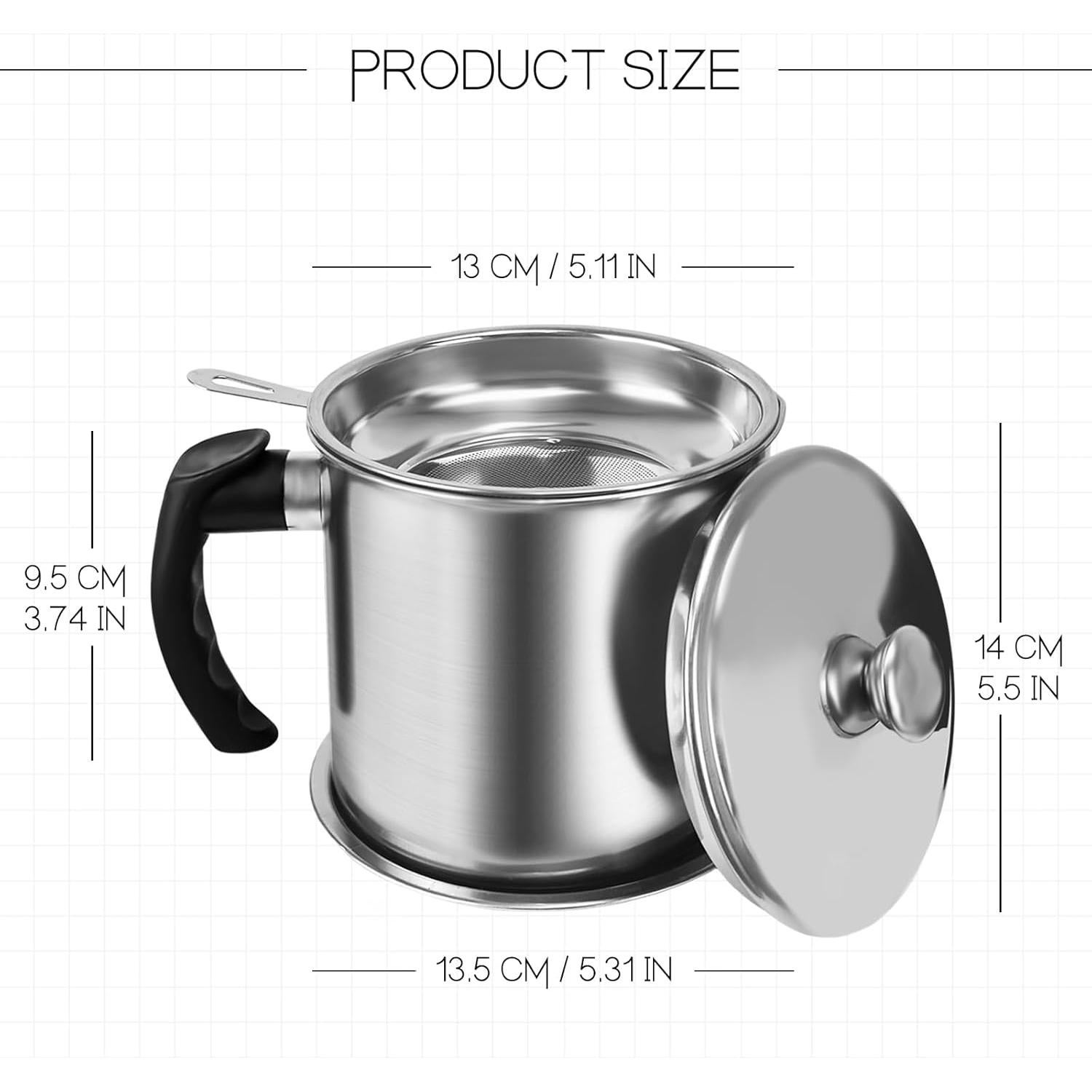 Contenedor de Grasa de Tocino Jtshy 1.3L Acero Inoxidable con Colador