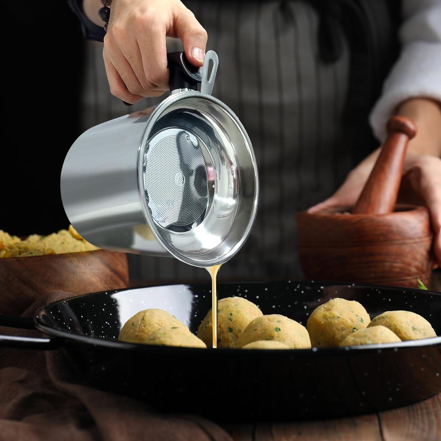 Contenedor de Grasa de Tocino Jtshy 1.3L Acero Inoxidable con Colador