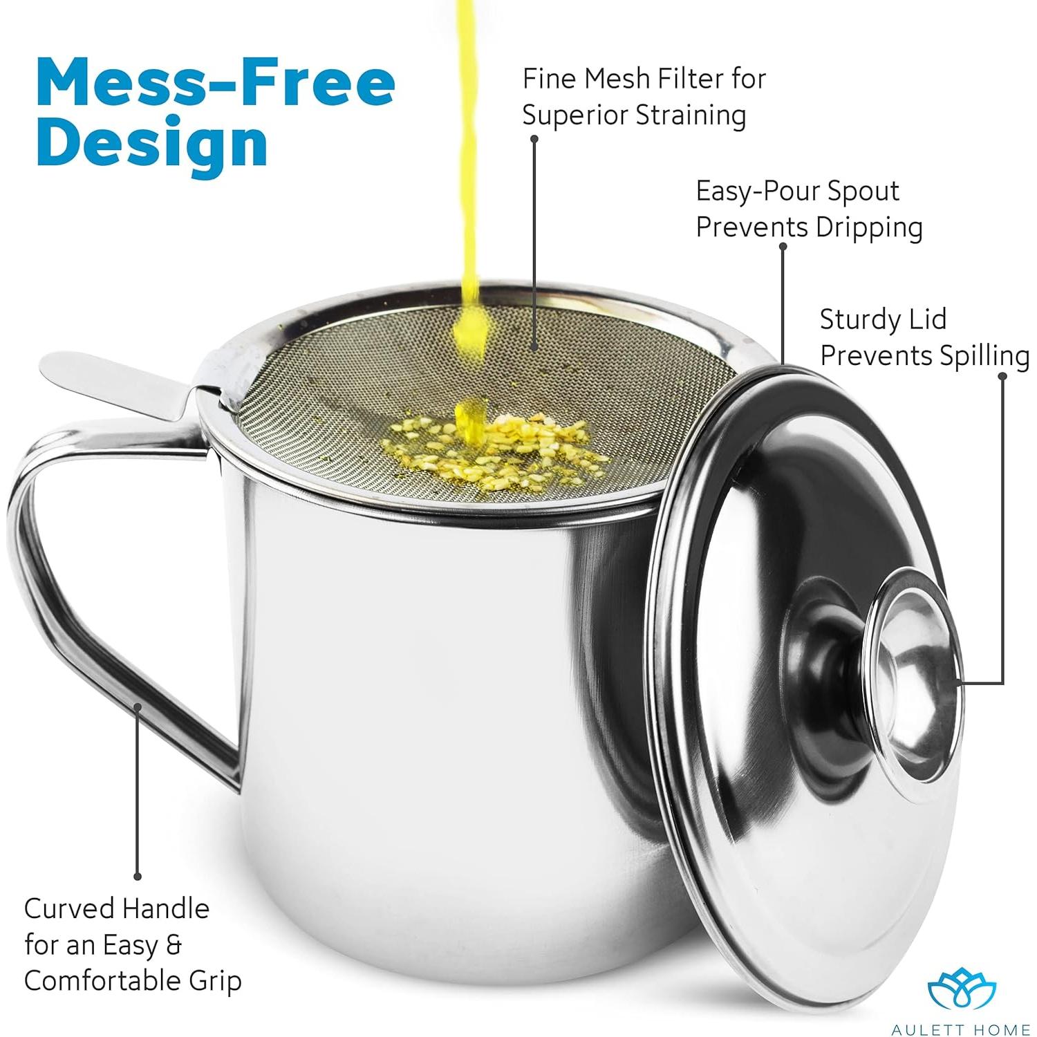 Contenedor de Grasa de Tocino Aulett Home 1.13 L con Colador