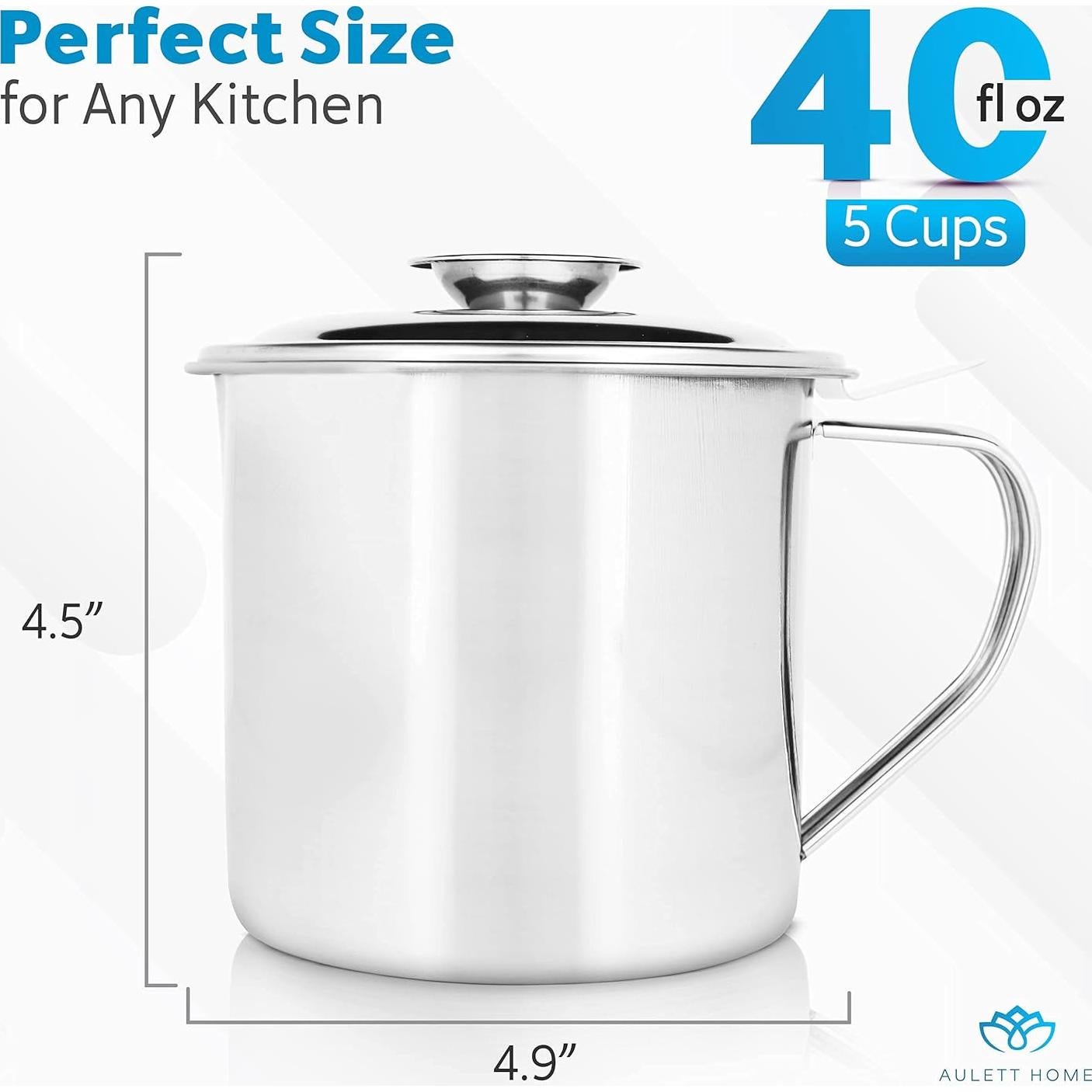 Contenedor de Grasa de Tocino Aulett Home 1.13 L con Colador