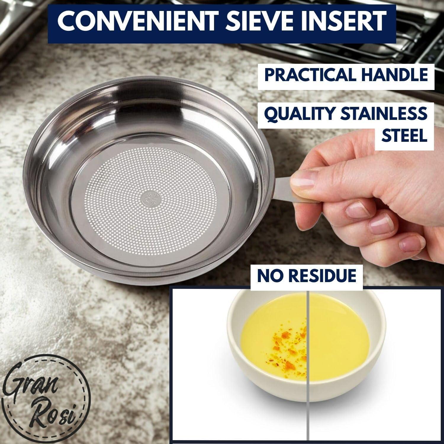 Contenedor de Grasa de Tocino Granrosi 1.06L Acero Inoxidable Blanco