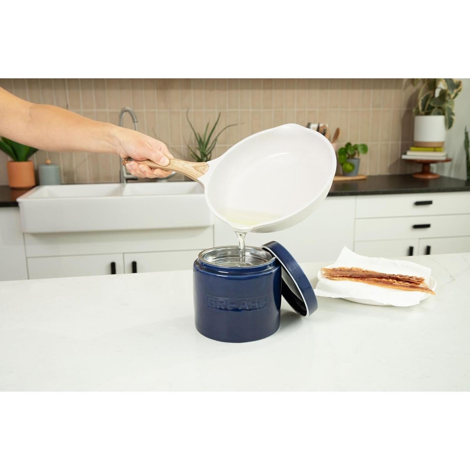 Contenedor de Grasa Cerámica Cypress Sunrise 4 Tazas Azul Marino