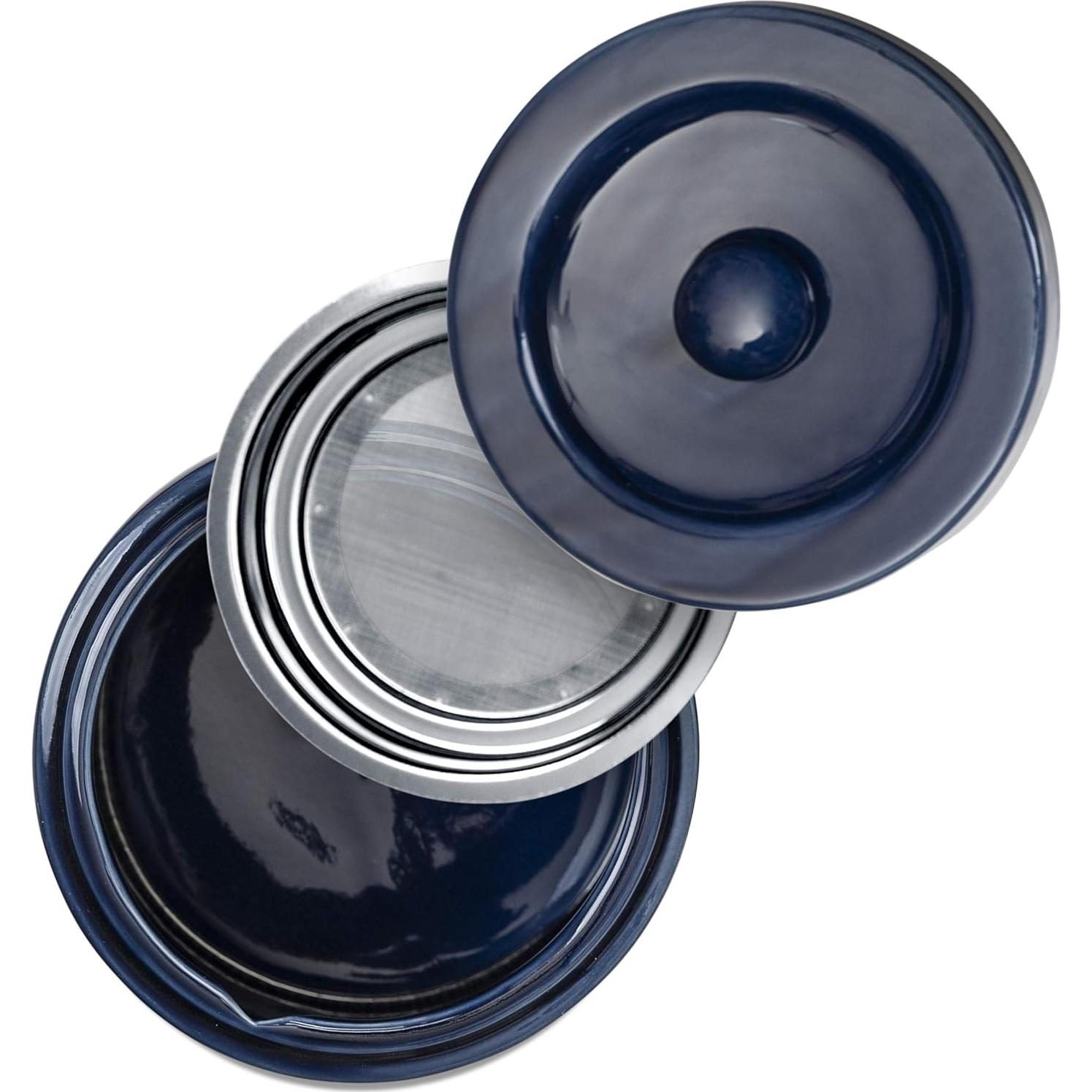 Contenedor de Grasa Cerámica Cypress Sunrise 4 Tazas Azul Marino