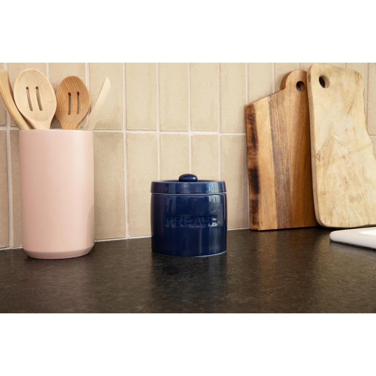 Contenedor de Grasa Cerámica Cypress Sunrise 4 Tazas Azul Marino