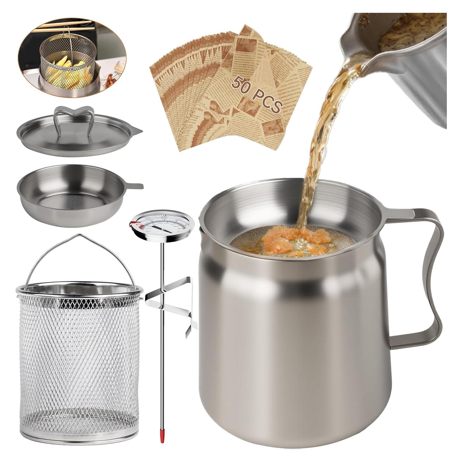 Contenedor de Grasa de Tocino SINYWAY 2L Acero Inoxidable con Filtro