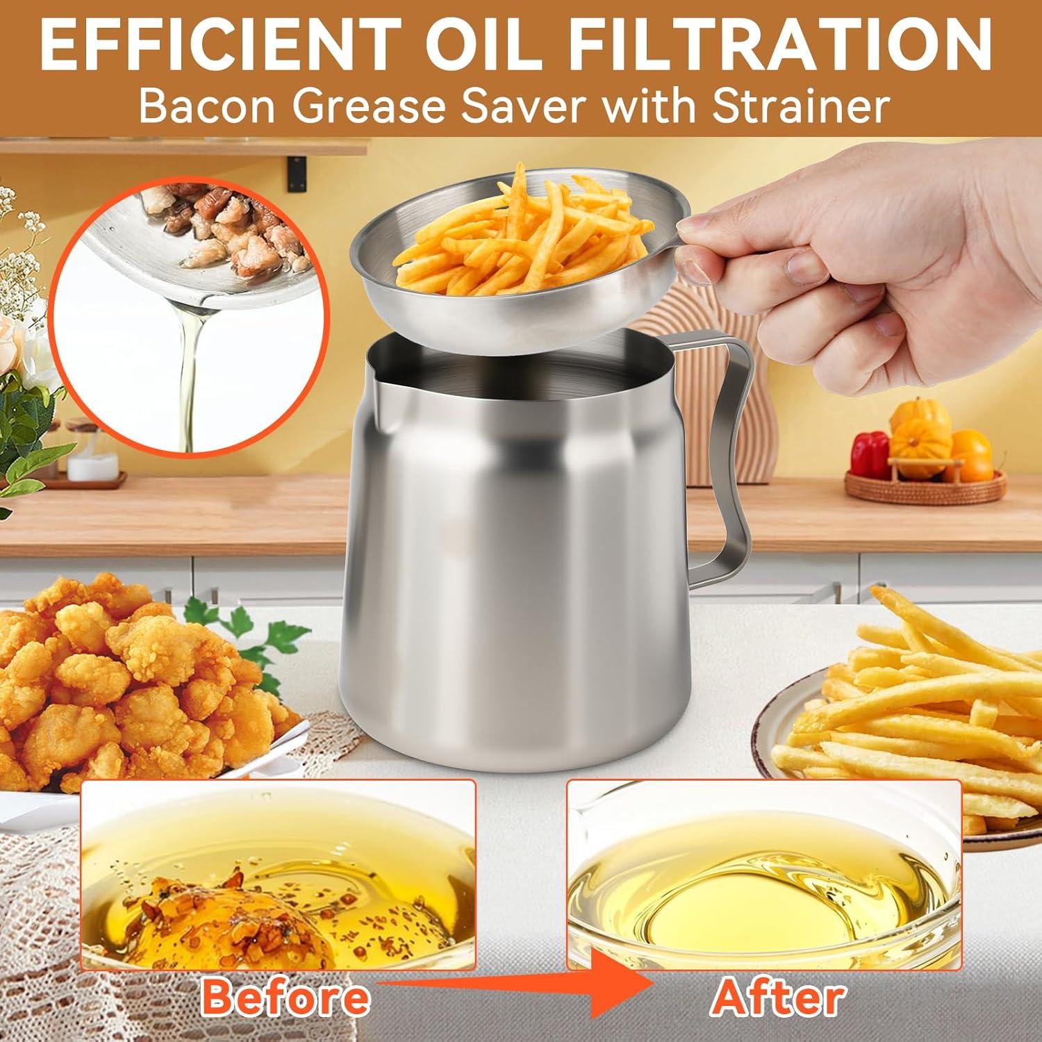 Contenedor de Grasa de Tocino SINYWAY 2L Acero Inoxidable con Filtro