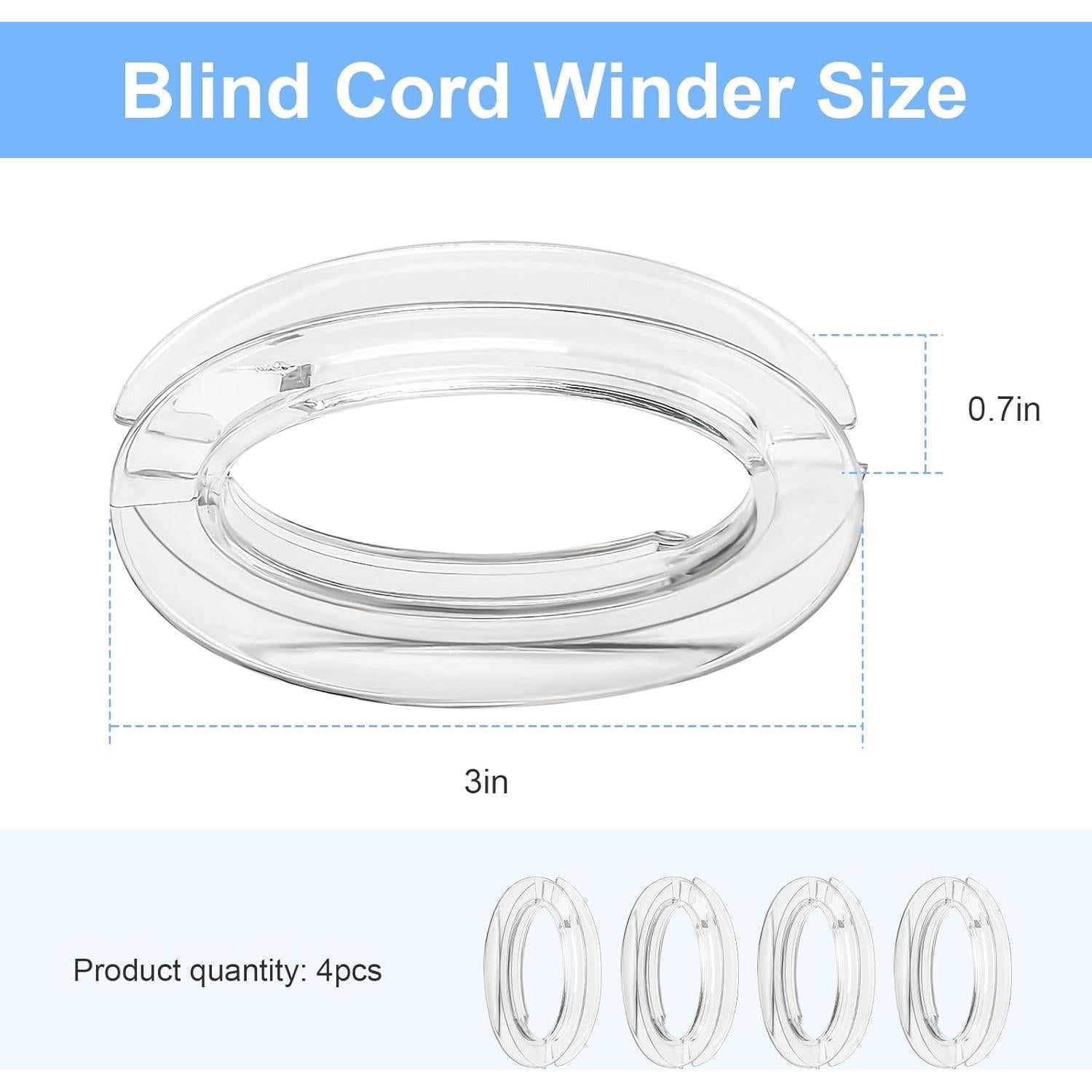 Enrollador de Cuerda de Persiana Giokyi - Paquete de 4, Transparente