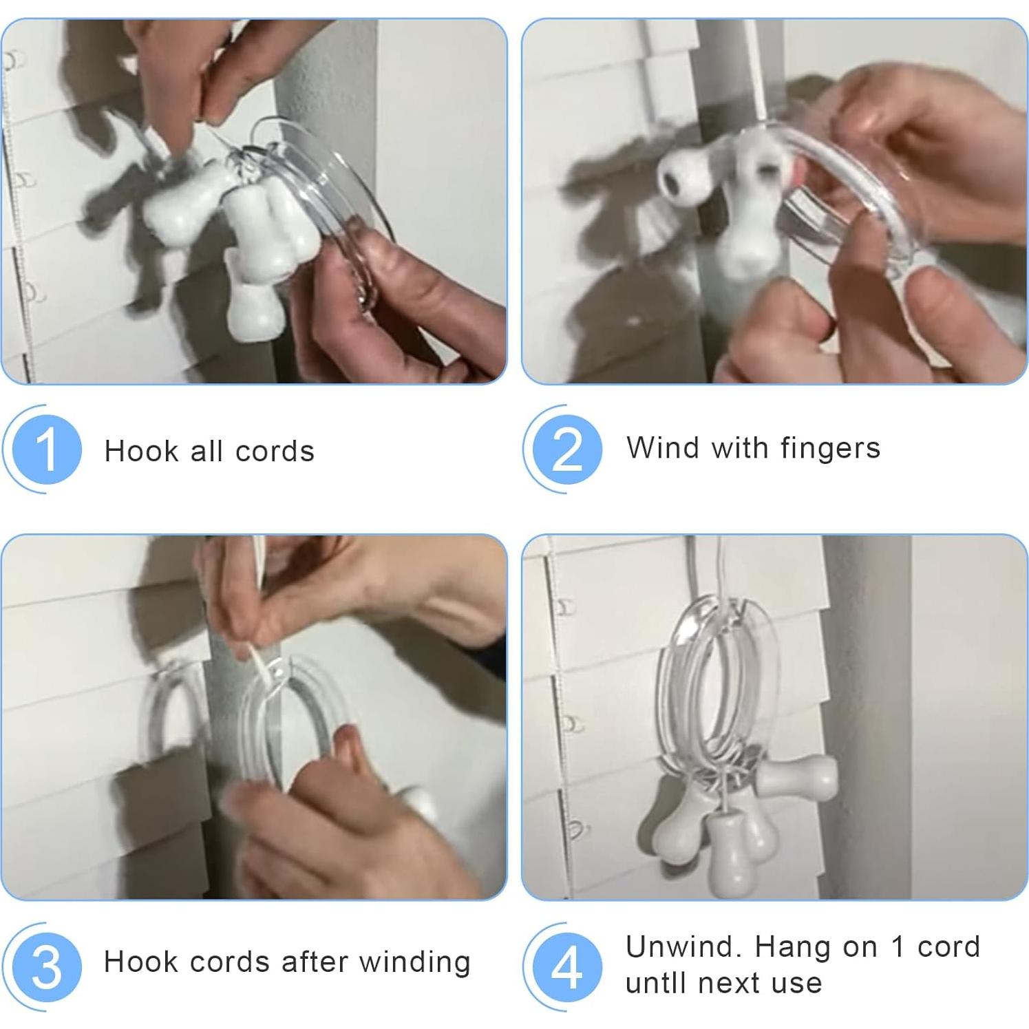 Enrollador de Cuerda de Persiana Giokyi - Paquete de 4, Transparente