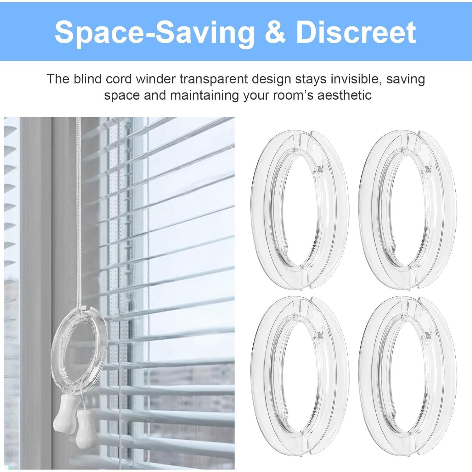 Enrollador de Cuerda de Persiana Giokyi - Paquete de 4, Transparente