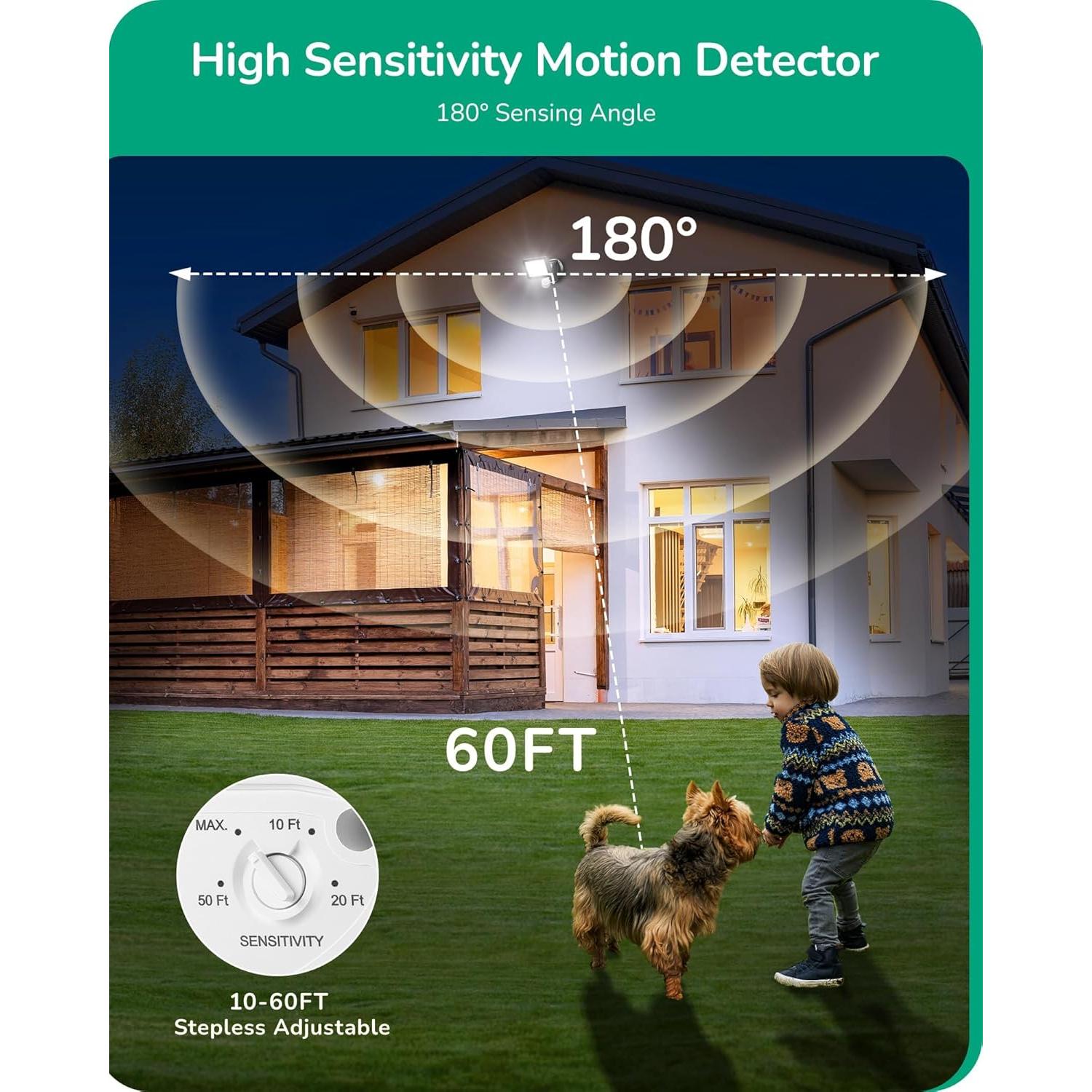 Sensor de Movimiento EDISHINE 180° Ajustable 18.3m Blanco