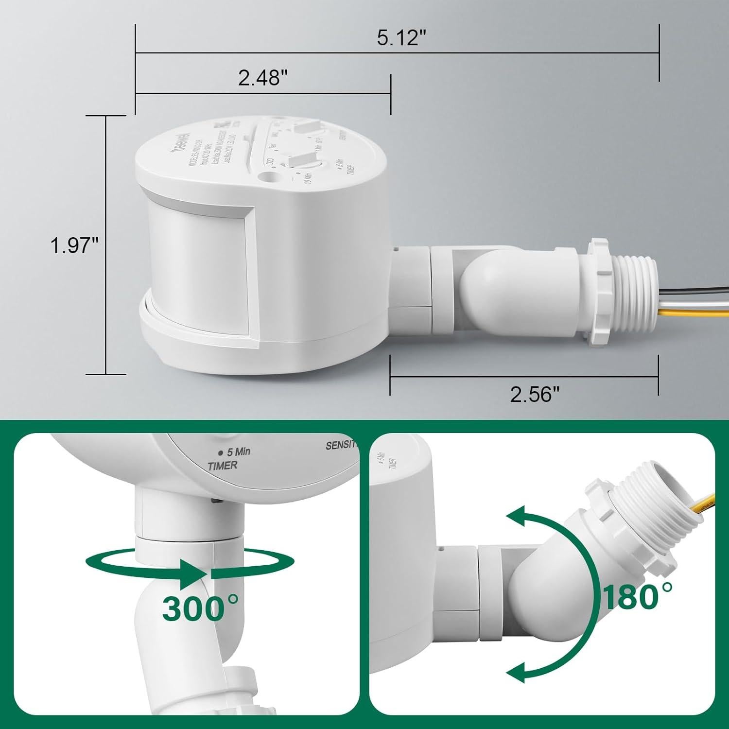 Sensor de Movimiento Treewell TMD182B 180° Ajustable 18m