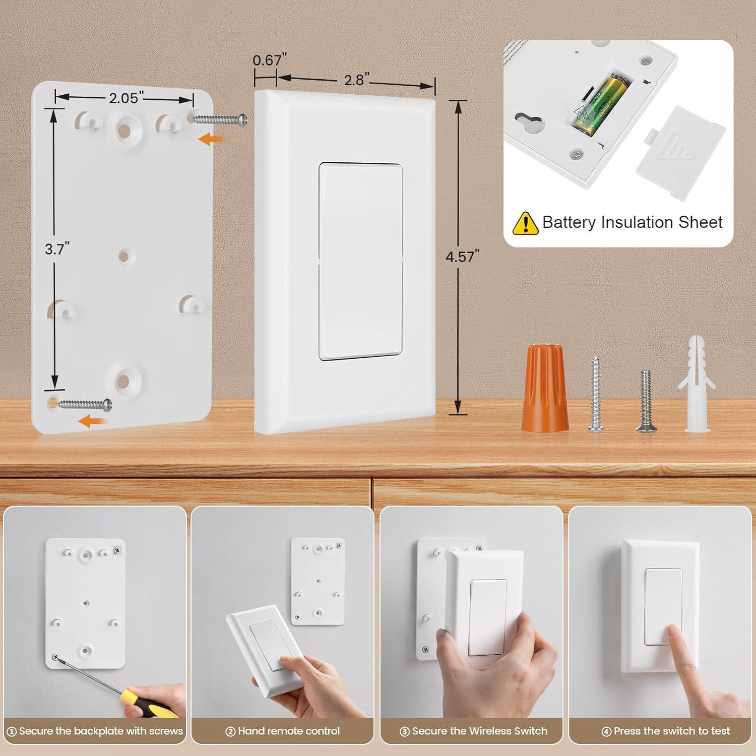Interruptor de Pared Inalámbrico SURAIELEC con Control Remoto