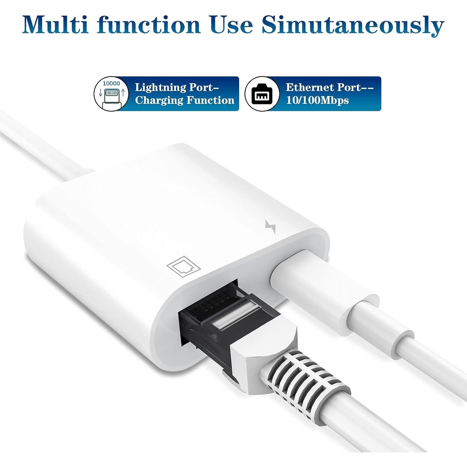 Adaptador Ethernet Lightning a RJ45 DESOFICON 2 en 1 100Mbps