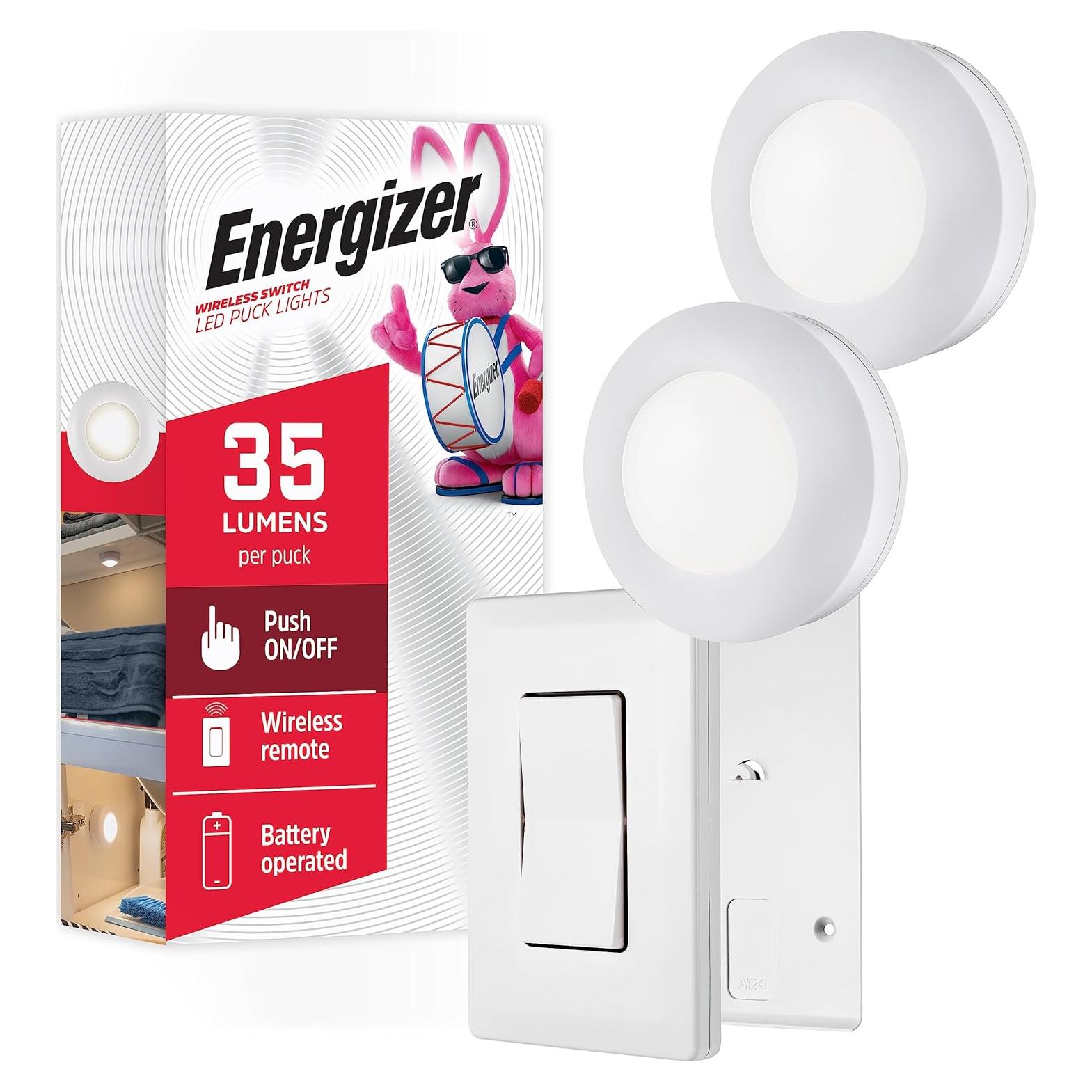 Luces Puck LED Energizer, Paquete de 2, Control Remoto, Blanco