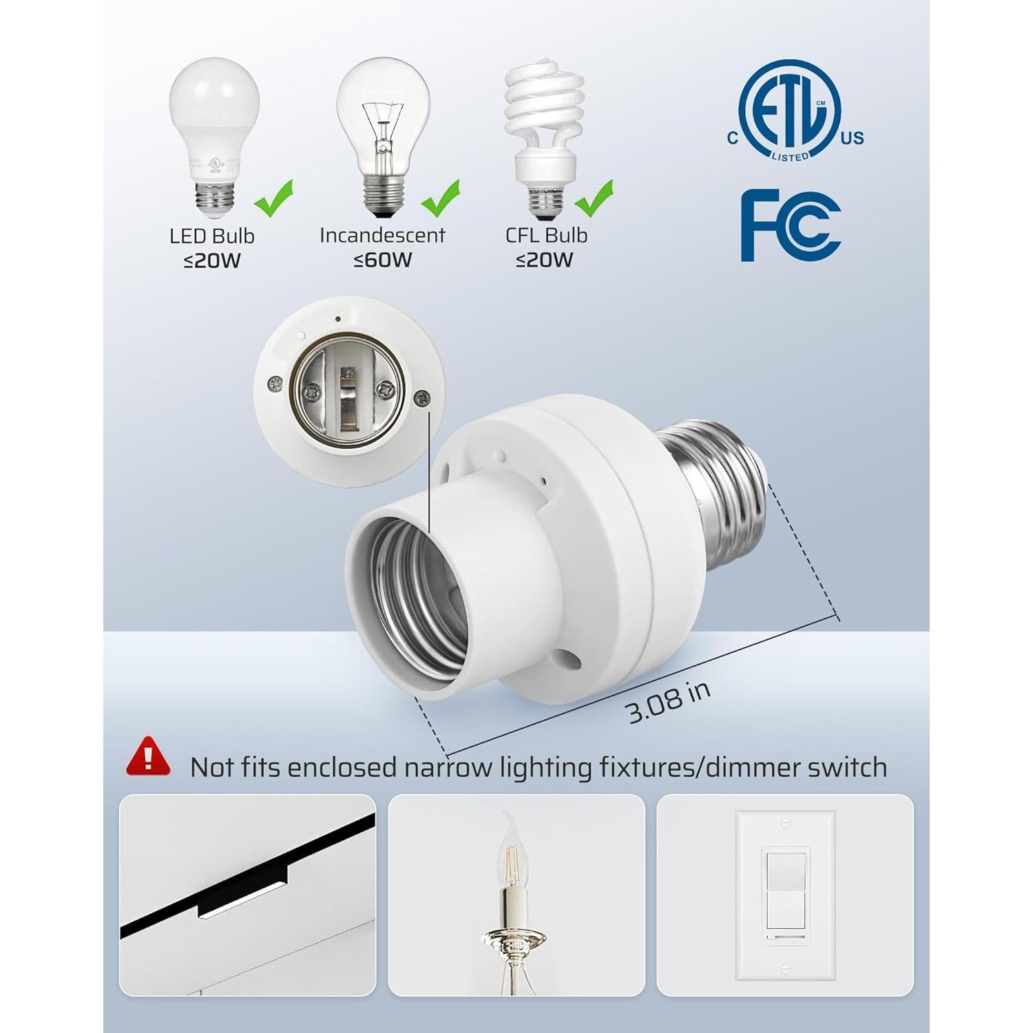 Portalámpara Inalámbrico DEWENWILS con Control Remoto E26/E27