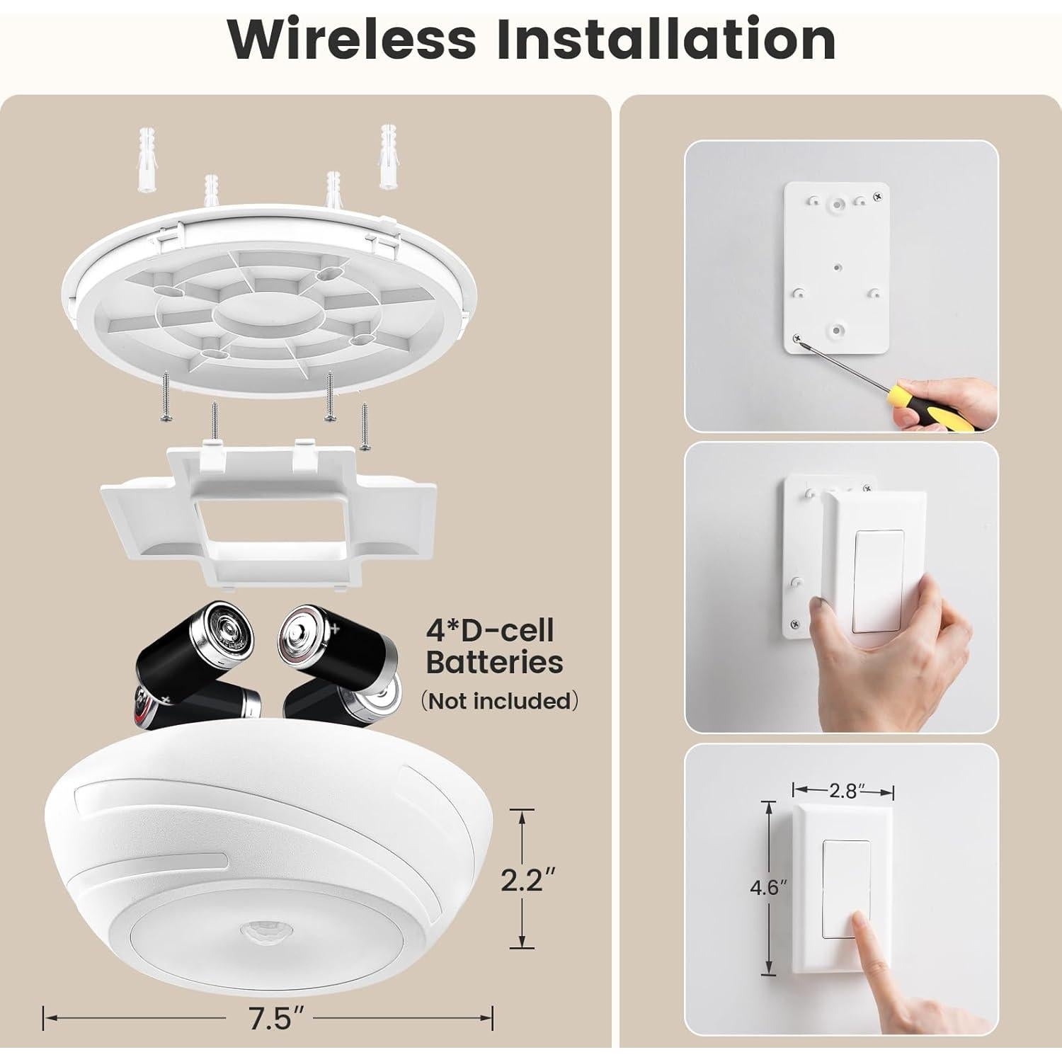 Luz de Techo a Batería SURAIELEC con Sensor de Movimiento 300LM