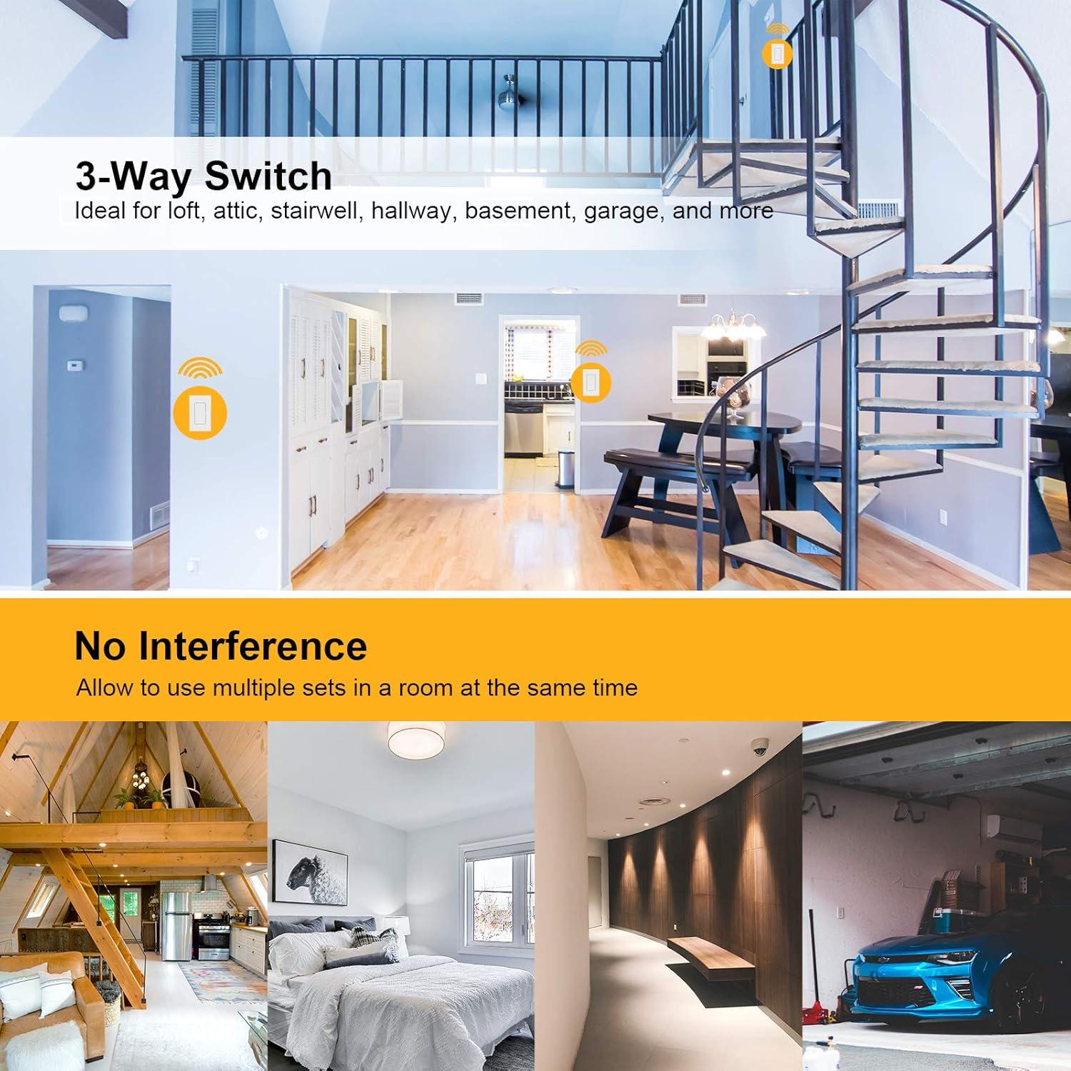 Interruptor de Luz Inalámbrico Suraielec 3 Vías Sin Cableado