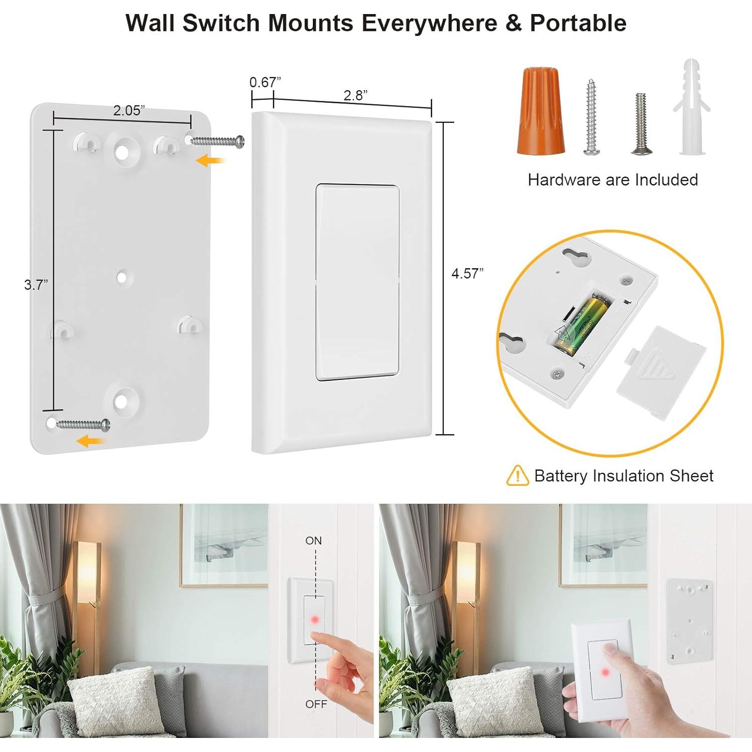 Interruptor de Luz Inalámbrico Suraielec 3 Vías Sin Cableado