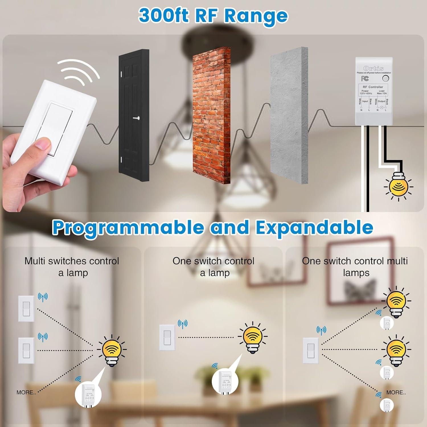 Kit Interruptor Inalámbrico Ortis 91.44m Sin Cableado