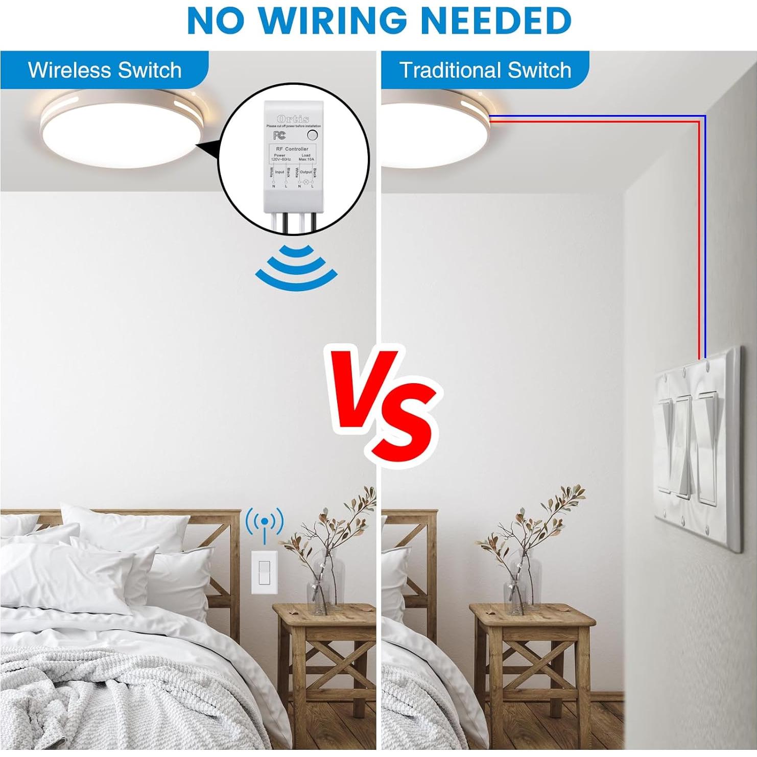 Kit Interruptor Inalámbrico Ortis 91.44m Sin Cableado