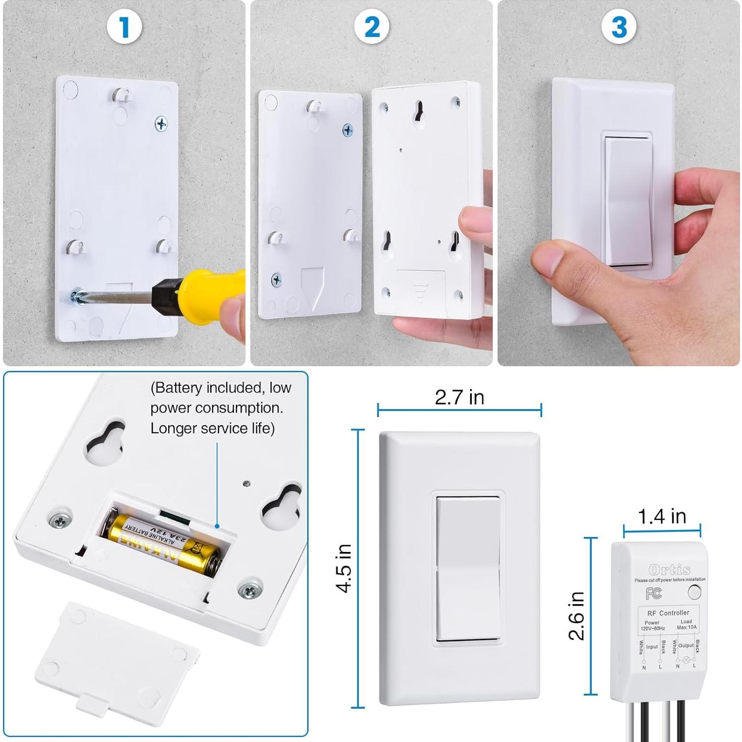 Kit Interruptor Inalámbrico Ortis 91.44m Sin Cableado
