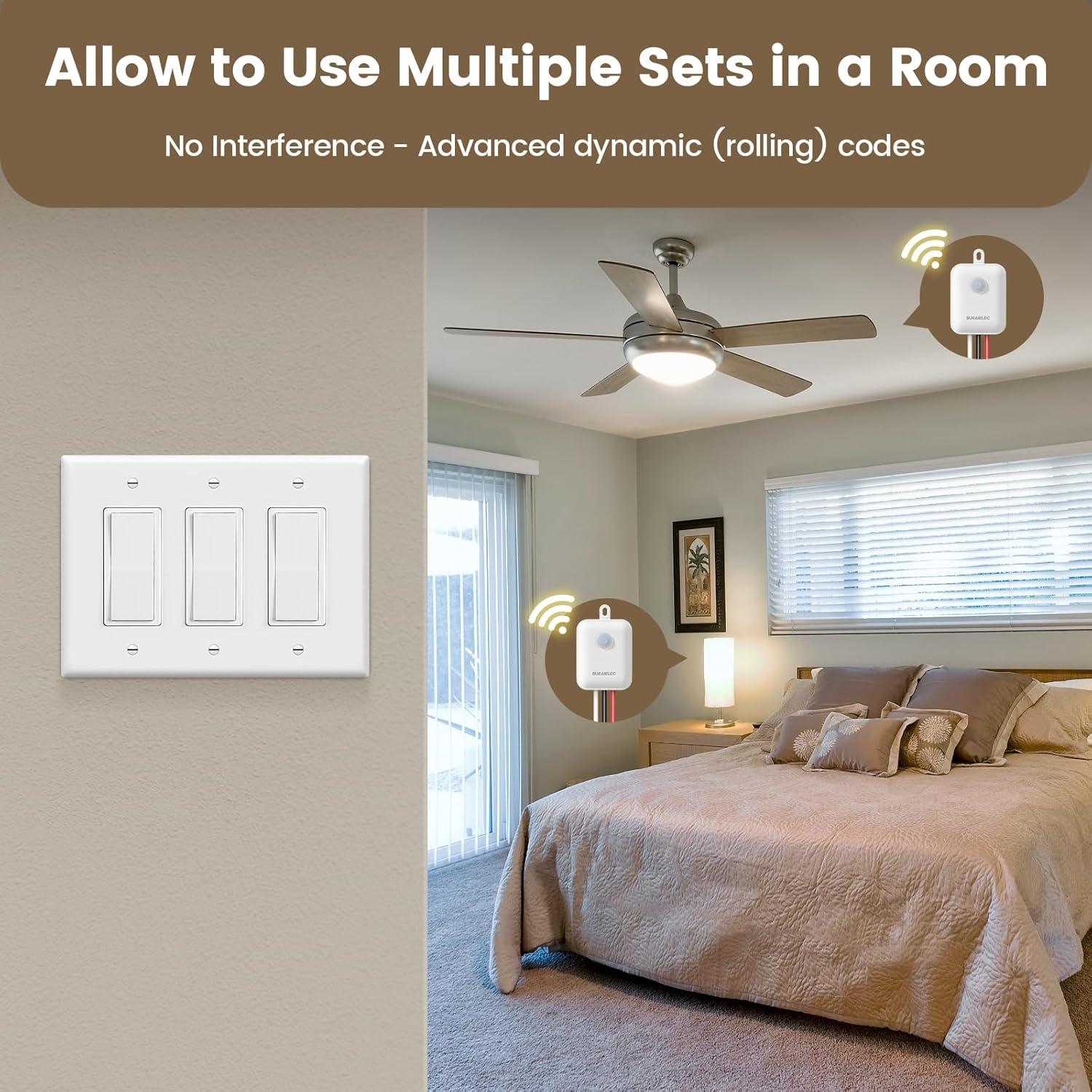 Kit Interruptor Luz Inalámbrico SURAIELEC 15A 30m RF Sin Cableado