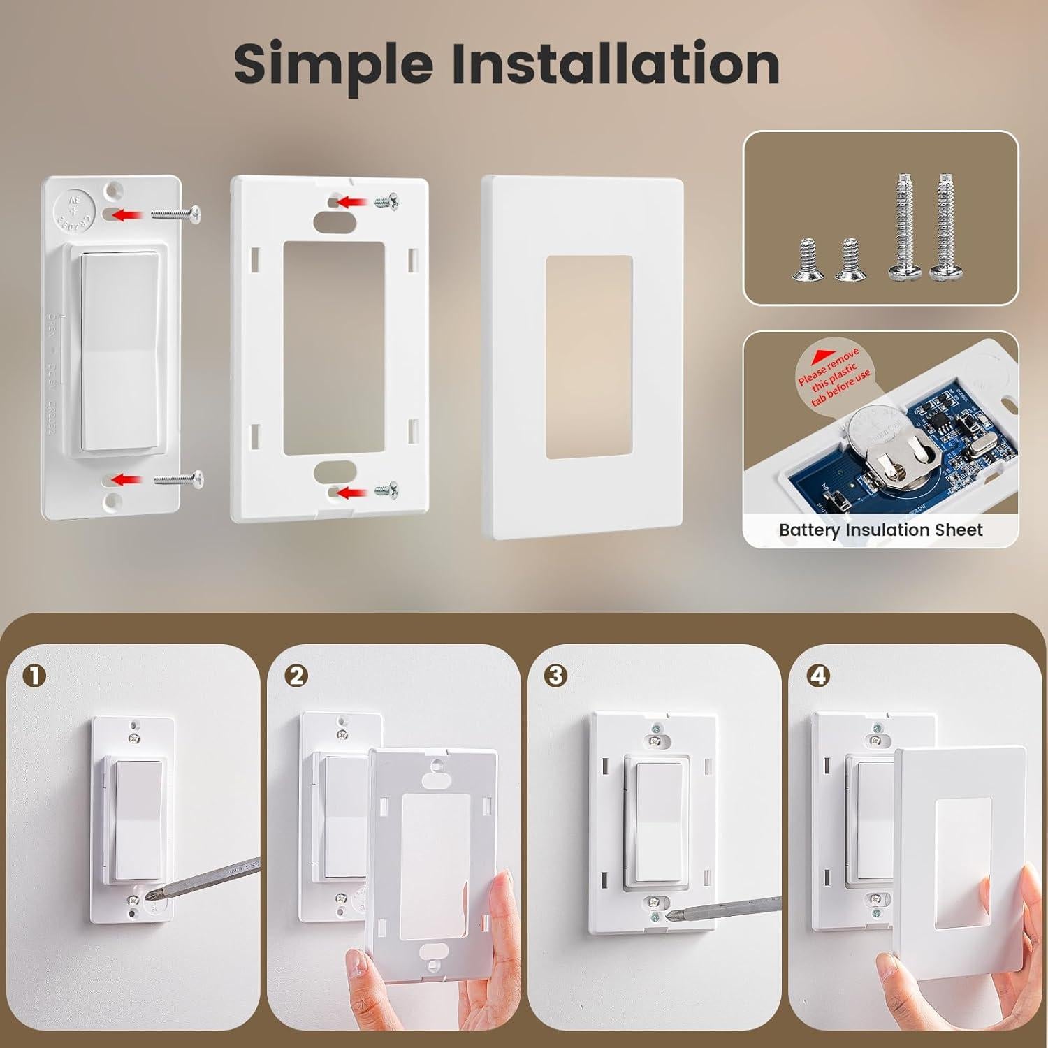 Kit Interruptor Luz Inalámbrico SURAIELEC 15A 30m RF Sin Cableado
