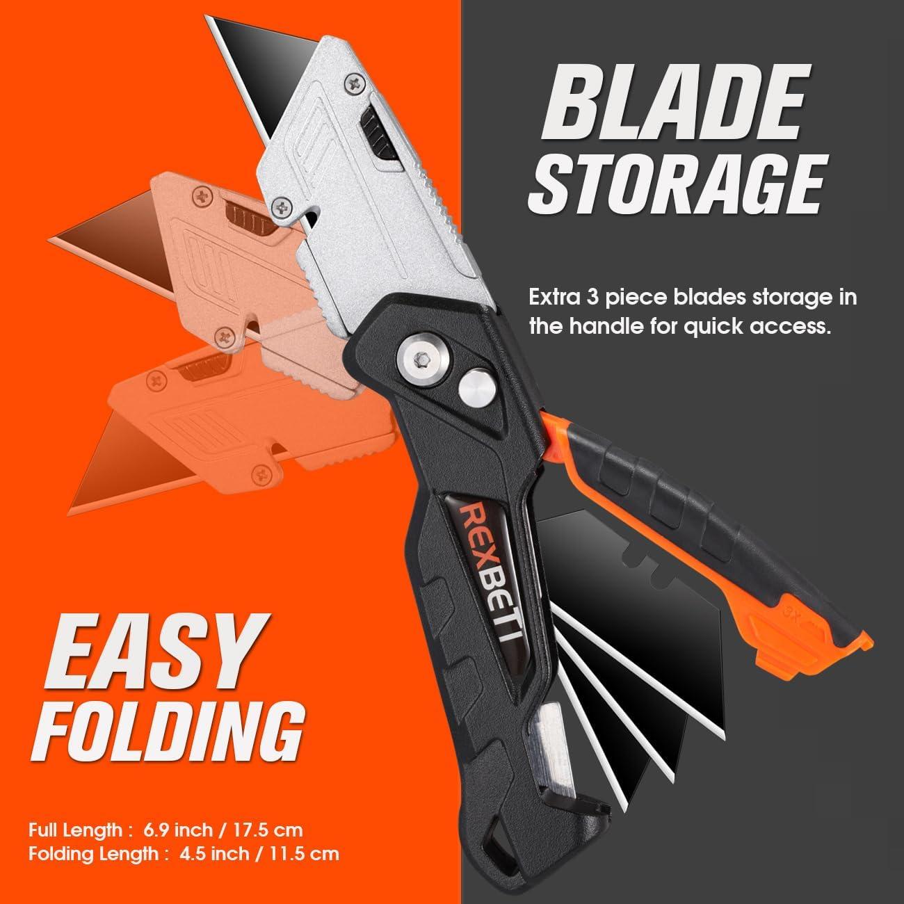 Cuchillo Utility REXBETI 2-Pack Retráctil con 18 Cuchillas