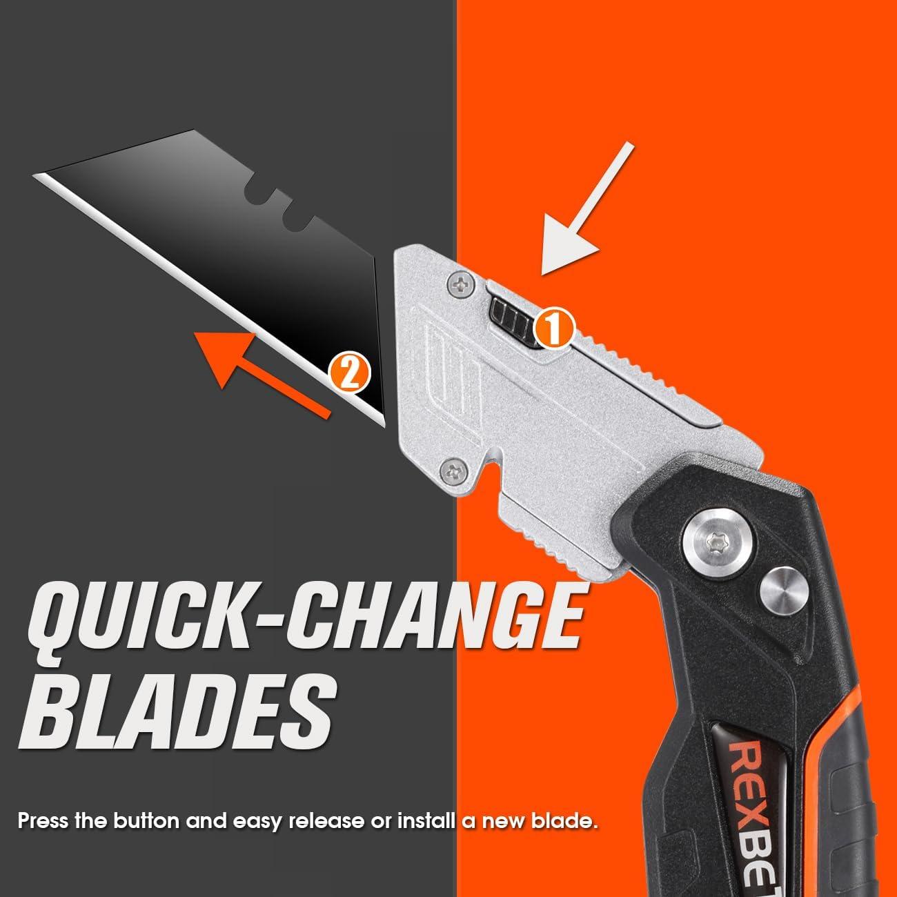 Cuchillo Utility REXBETI 2-Pack Retráctil con 18 Cuchillas