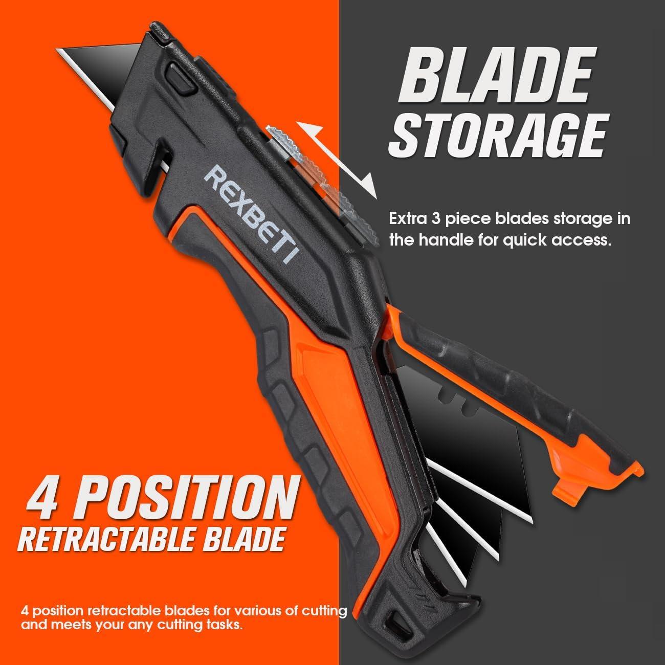 Cuchillo Utility REXBETI 2-Pack Retráctil con 18 Cuchillas