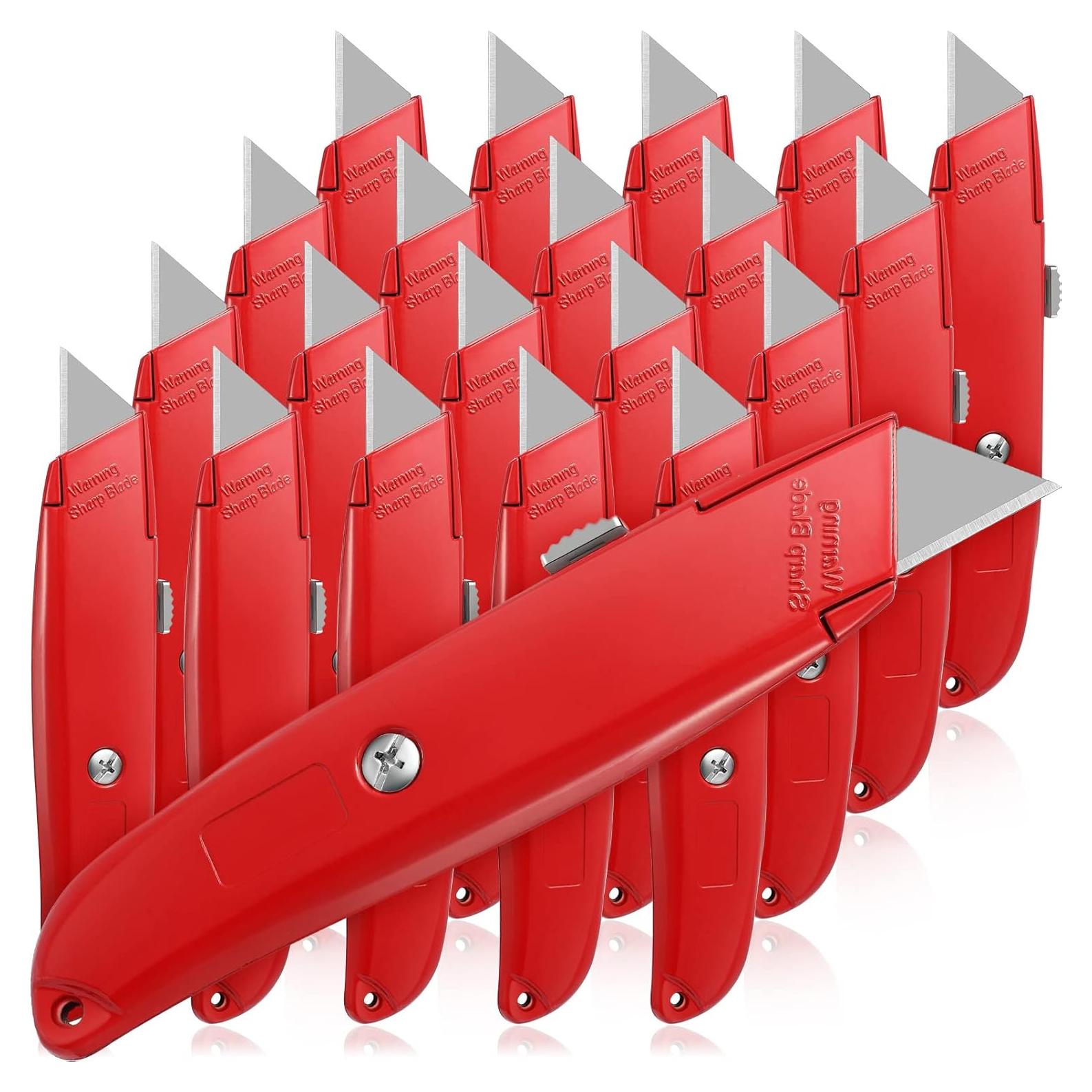 Cuchillo Utilitario Retráctil Reginary 20 Pcs Rojo 14 cm
