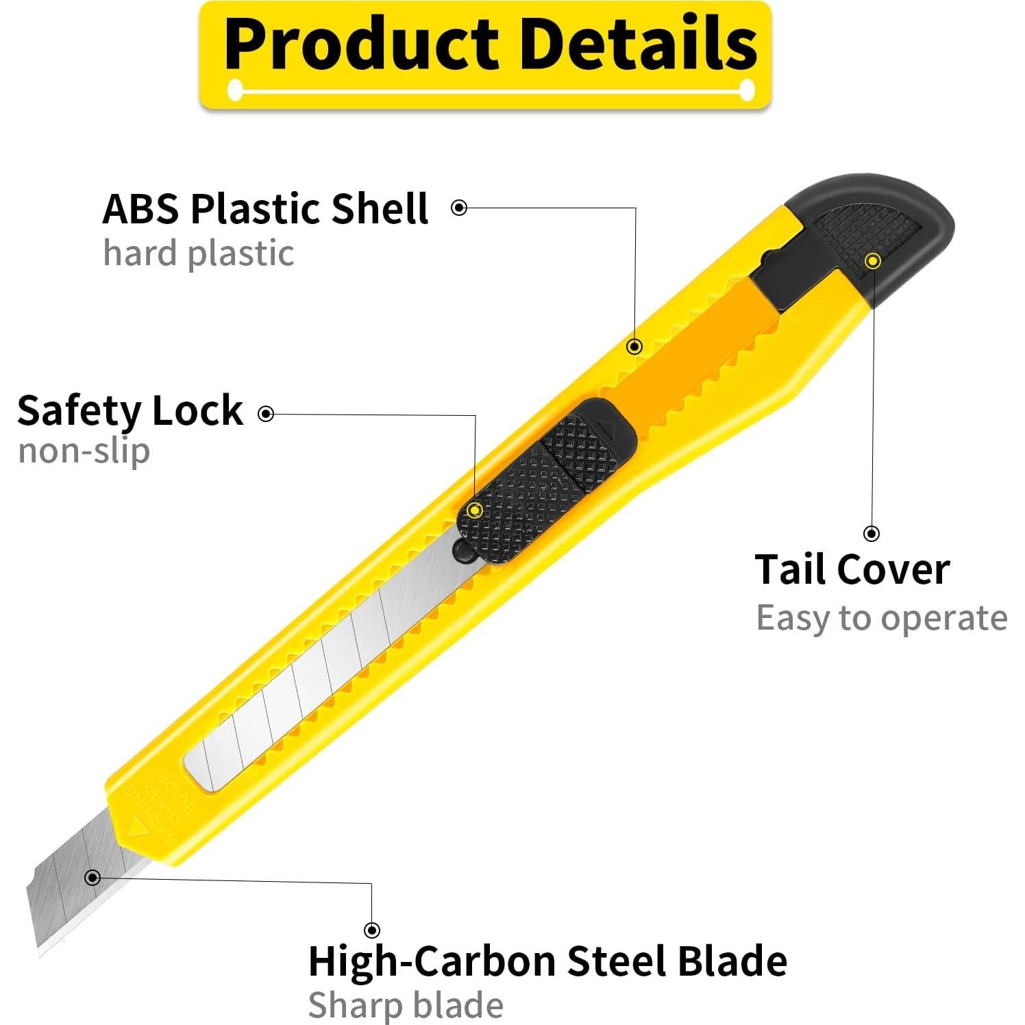 Cuchillos Utilitarios Retráctiles DIYSELF - Paquete de 8, 9mm