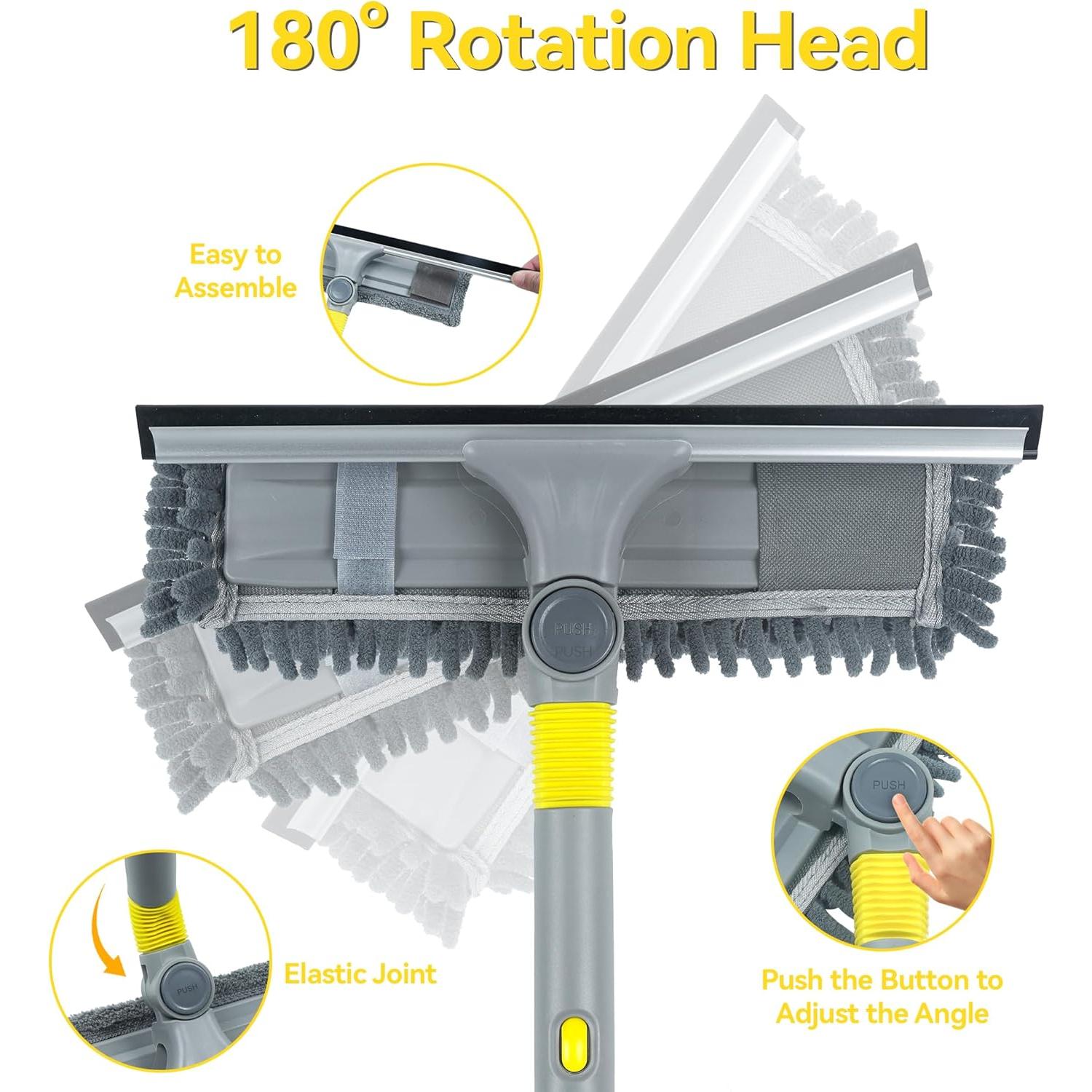 Kit de Limpieza de Ventanas 3 en 1 JEHONN con Mango Extensible 162 cm