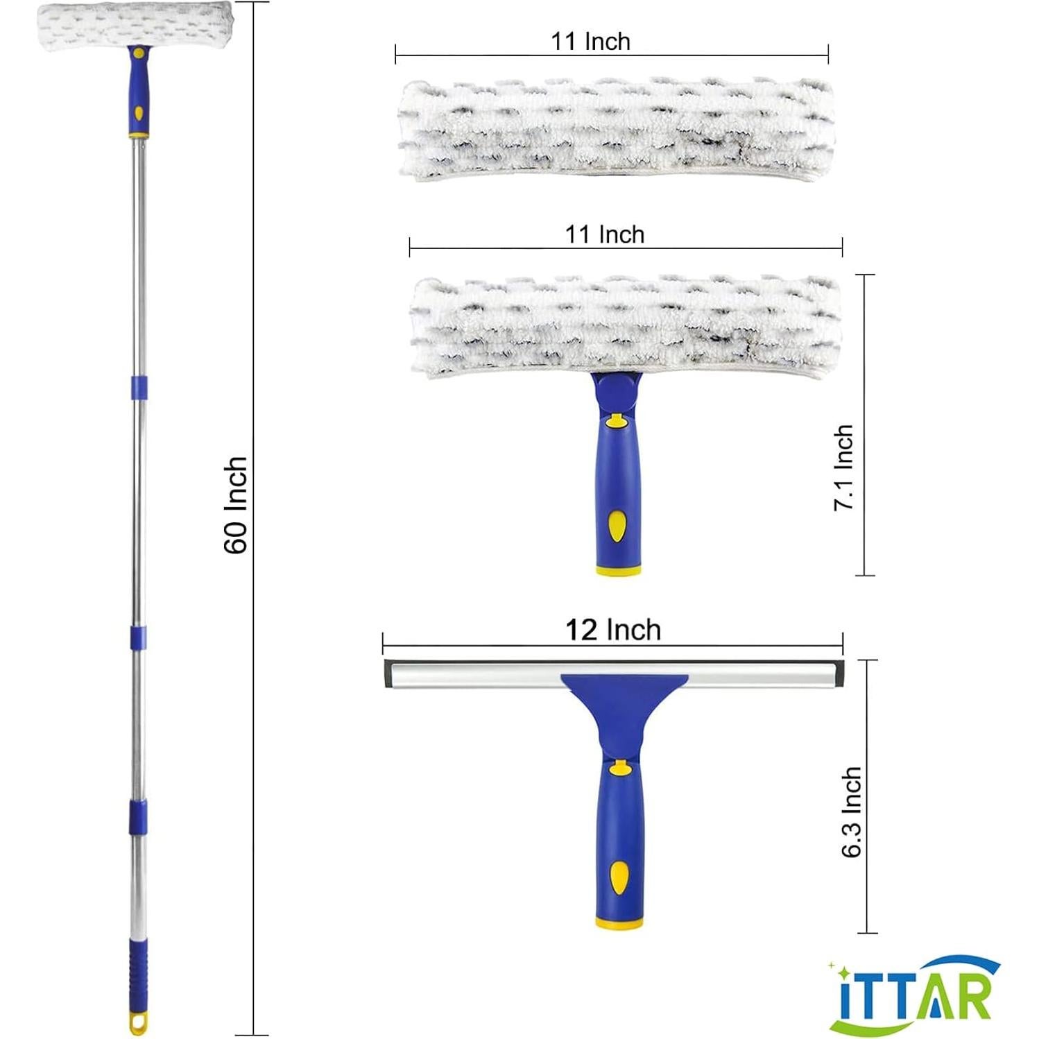 Kit de Limpieza de Ventanas ITTAR con Poste Telescópico 152.4 cm
