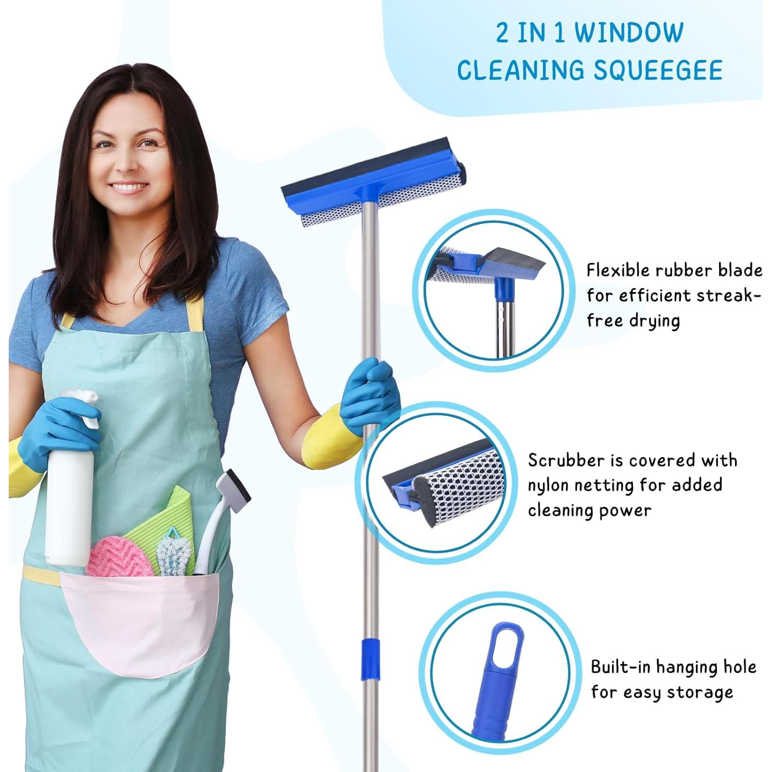 Limpiaparabrisas de Ventana KeFanta 142 cm 2-en-1 con Mango Ajustable