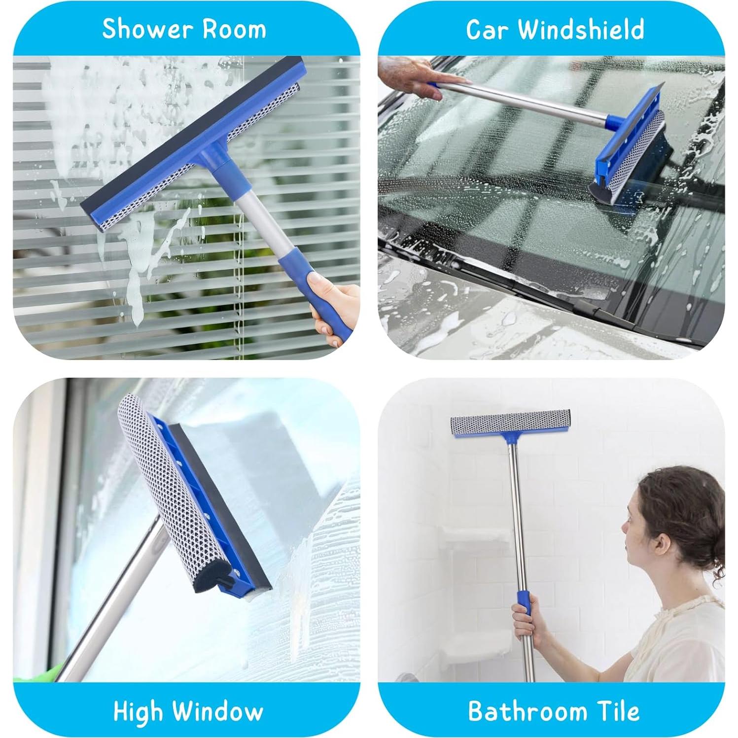 Limpiaparabrisas de Ventana KeFanta 142 cm 2-en-1 con Mango Ajustable