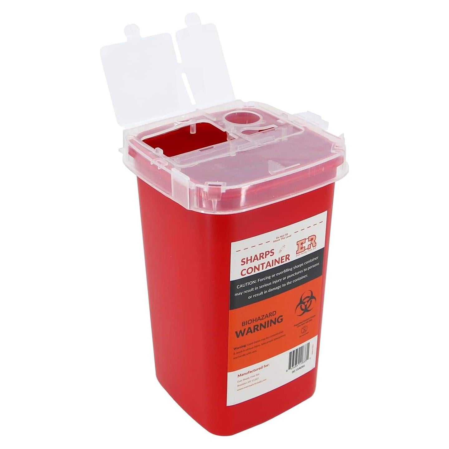 Contenedor de Desechos Cortantes Ever Ready 1L con Tapa Dividida