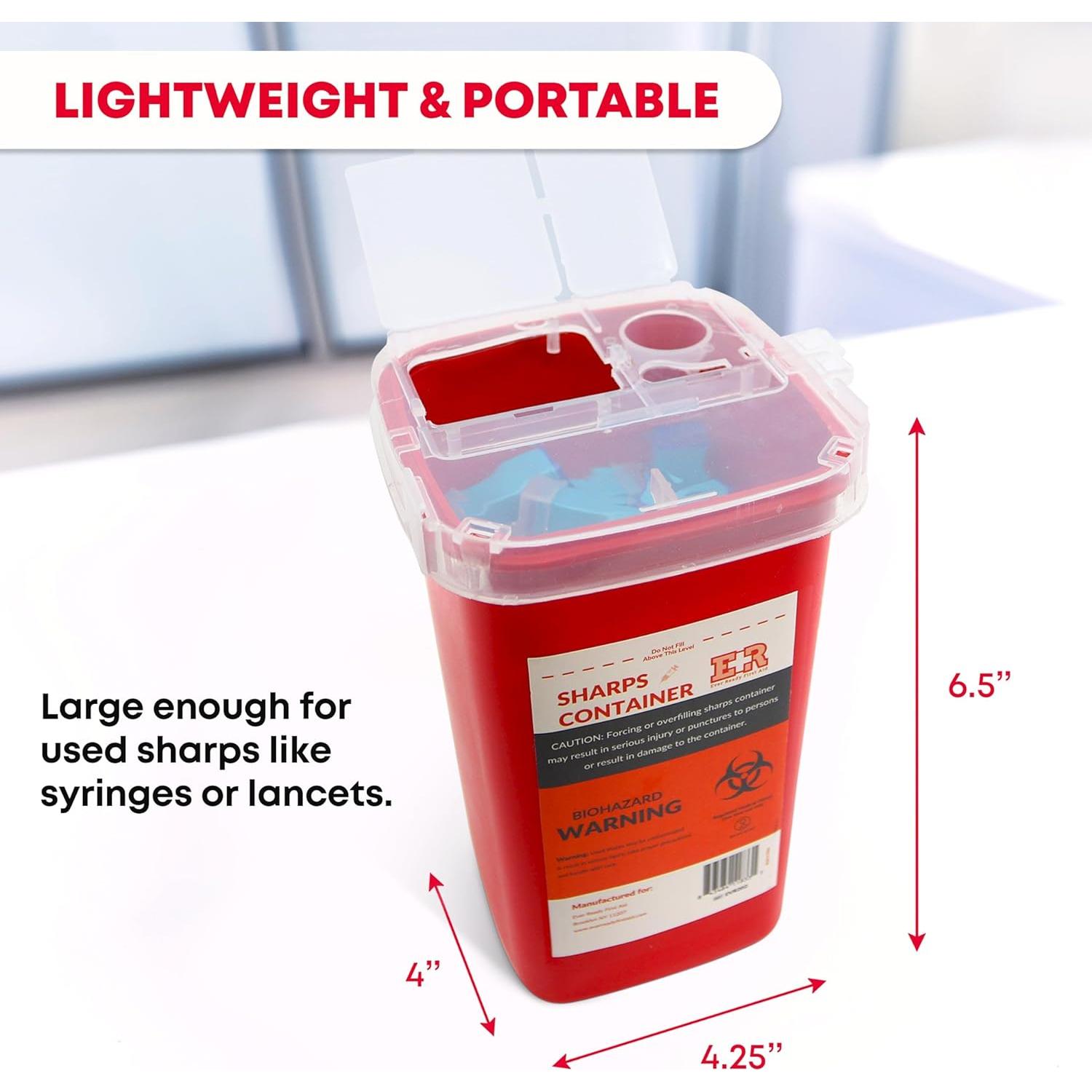 Contenedor de Desechos Cortantes Ever Ready 1L con Tapa Dividida