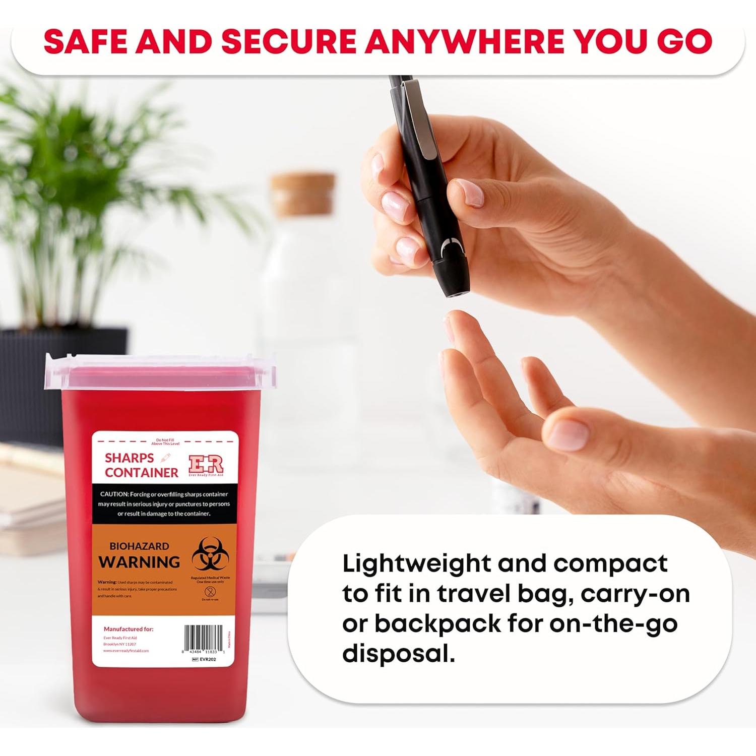 Contenedor de Desechos Cortantes Ever Ready 1L con Tapa Dividida