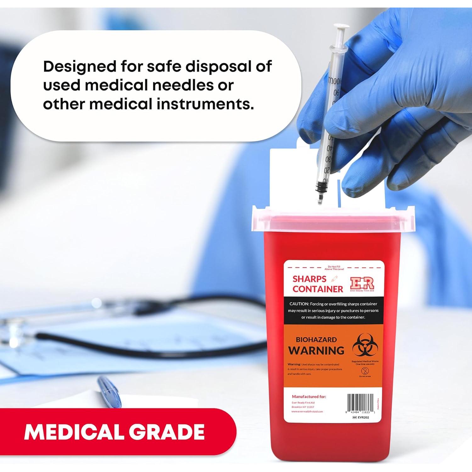 Contenedor de Desechos Cortantes Ever Ready 1L con Tapa Dividida