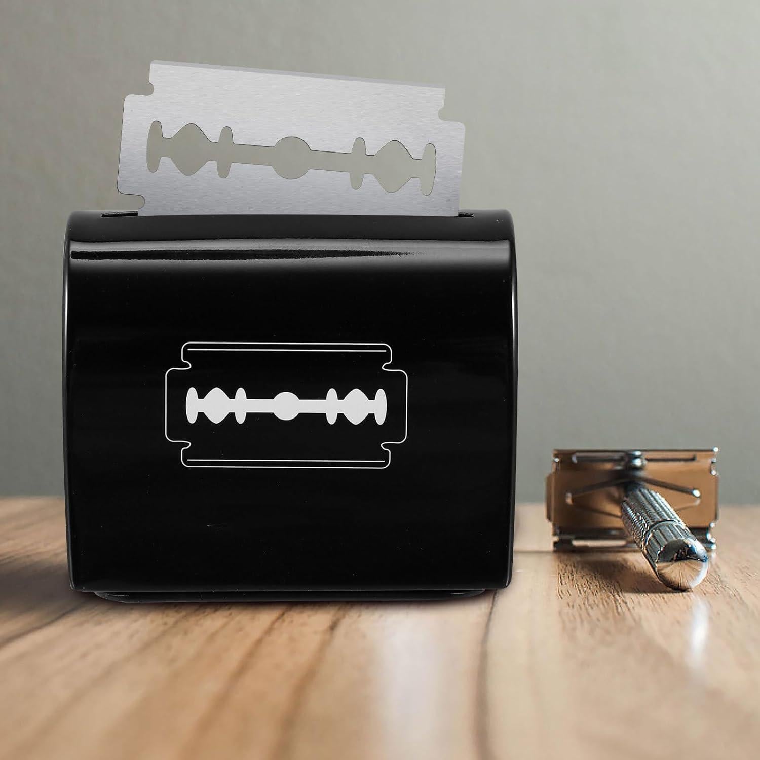 Contenedor de Cuchillas Desechables Uonlytech 2 Pcs Hierro Negro