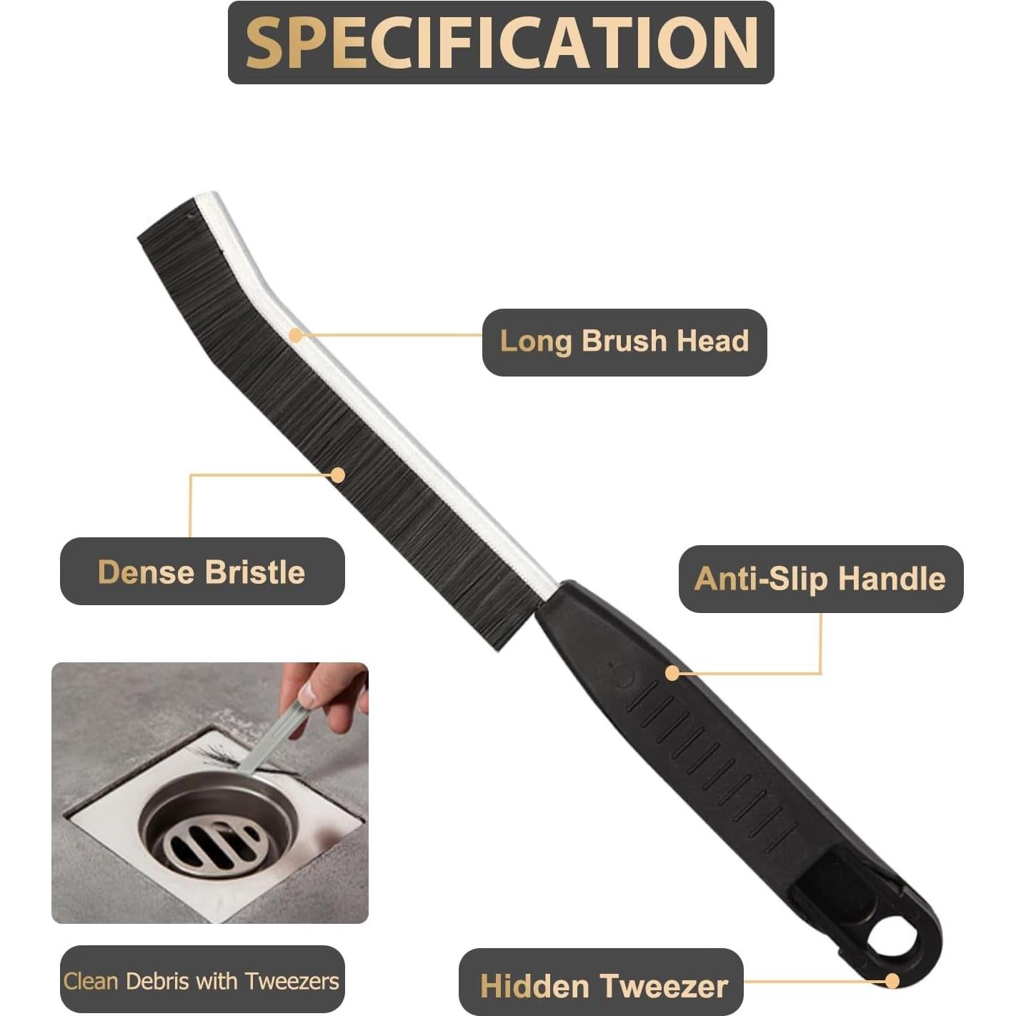 Juego de 3 Cepillos de Limpieza de Ranuras LCWYORH