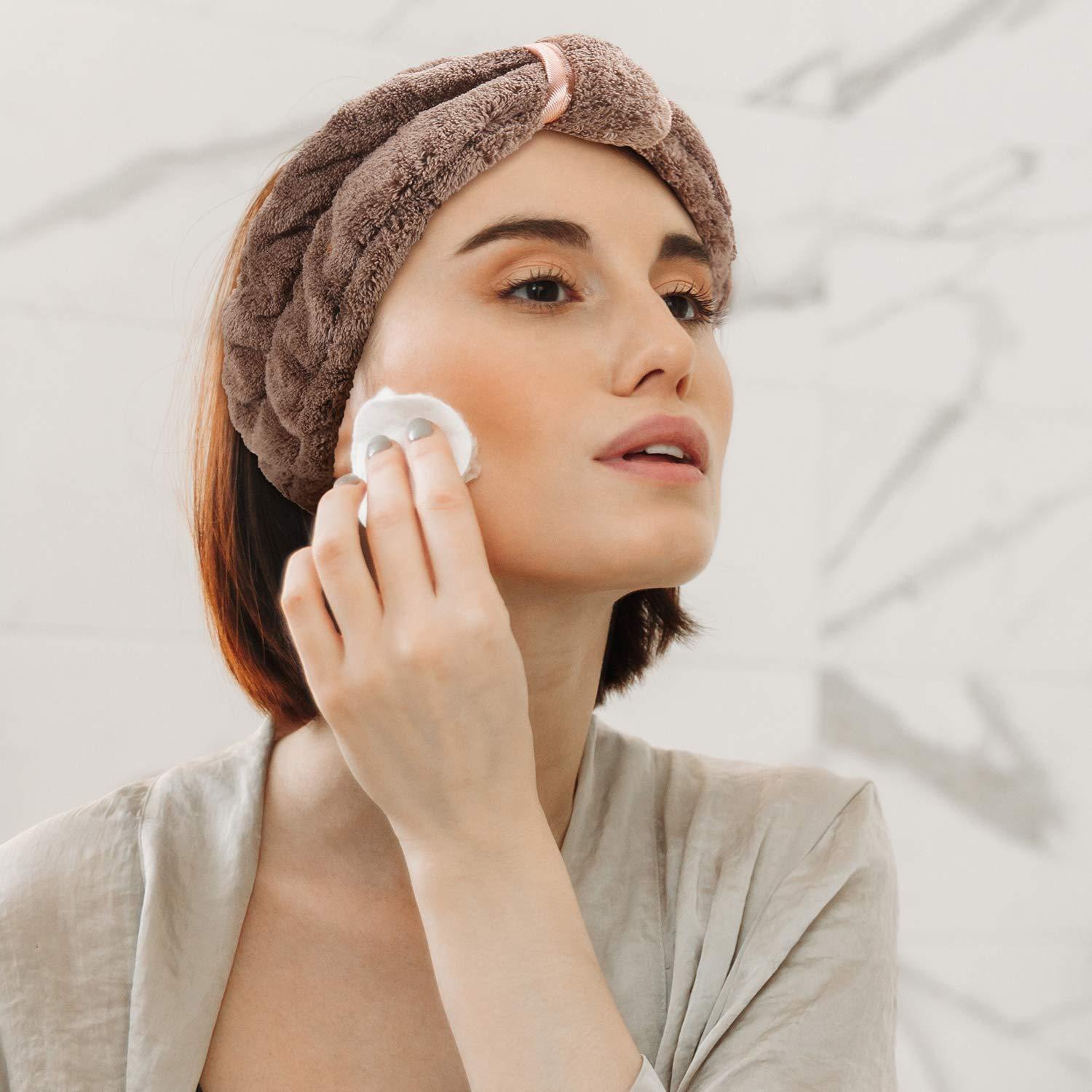 Diademas de Microfibra WILLBOND 4 Piezas para Maquillaje y Spa