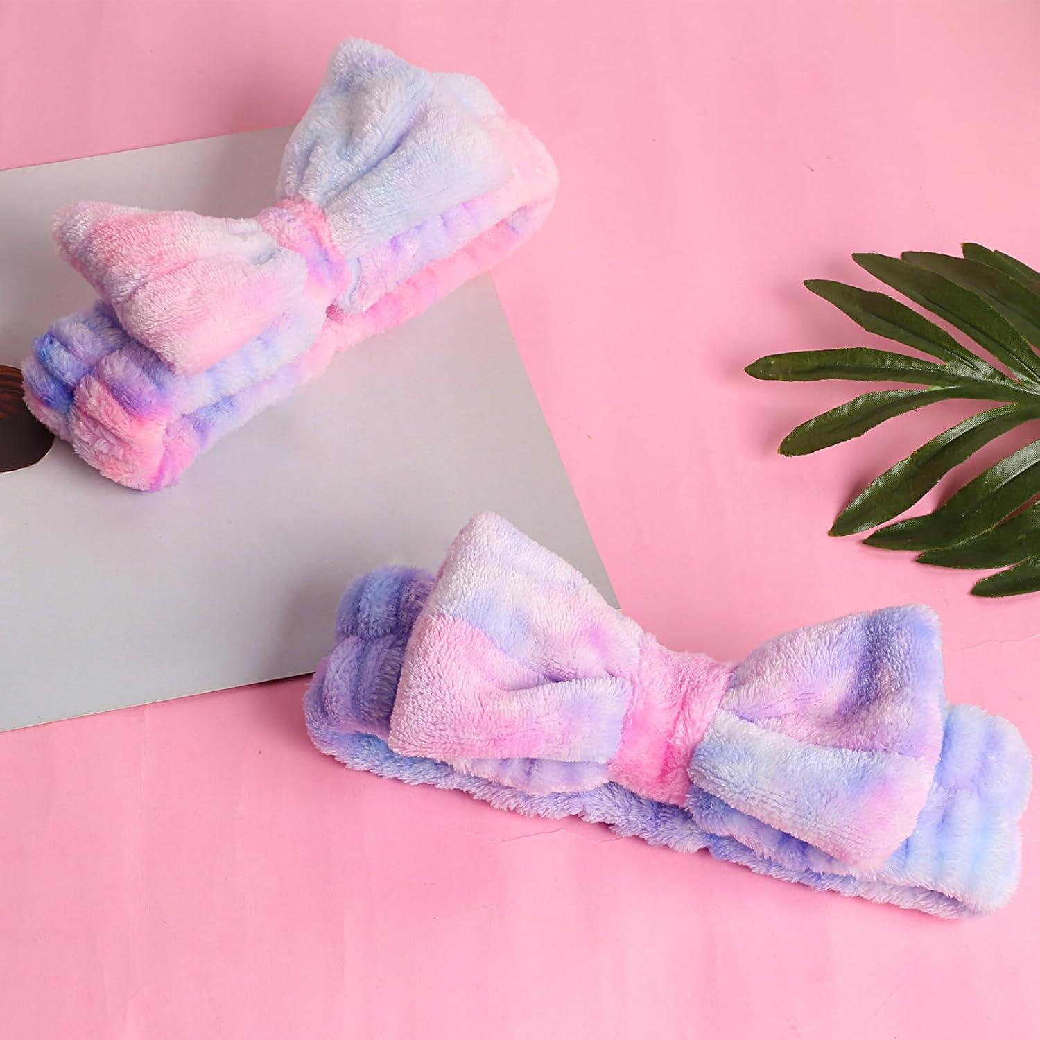 Banda de Maquillaje YGQQIY 2 Pcs Microfibra Rosa/Morado