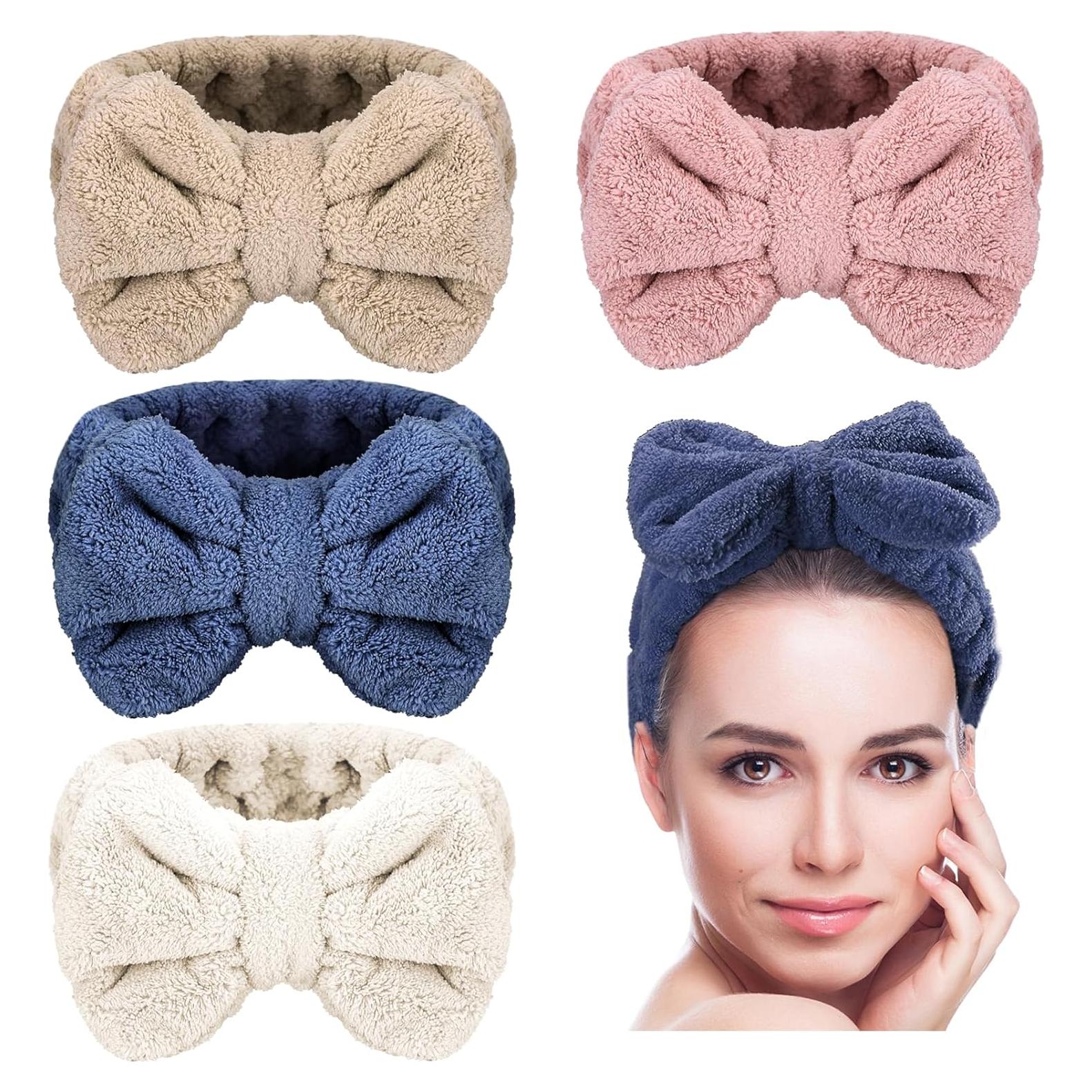 Paquete de 4 Diademas de Microfibra Senkary para Maquillaje