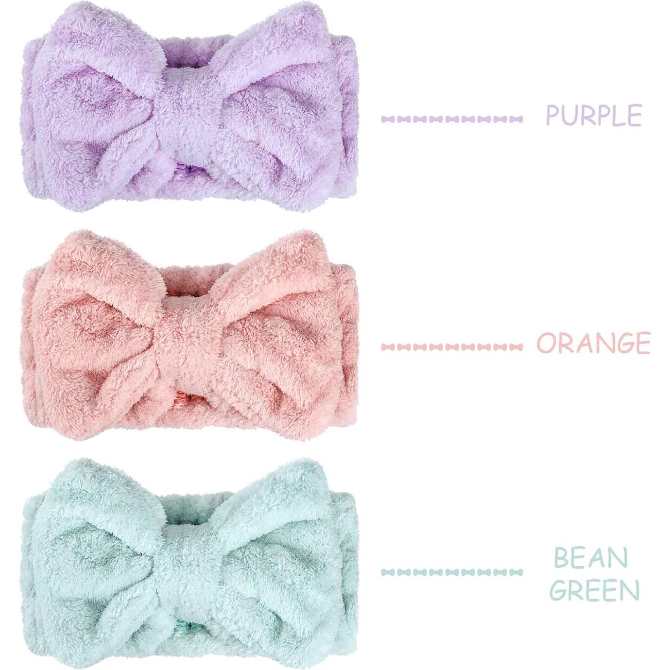 3 Diademas de Microfibra Hicarer con Lazo para Maquillaje