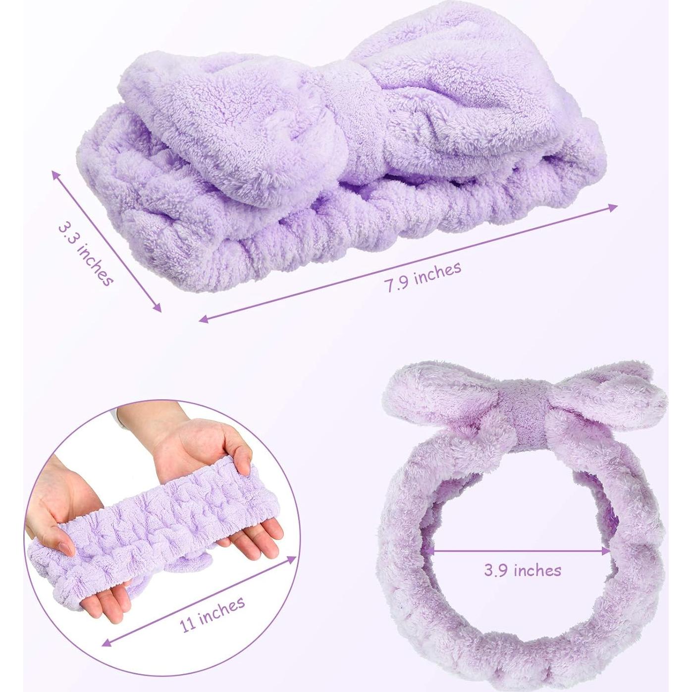 3 Diademas de Microfibra Hicarer con Lazo para Maquillaje