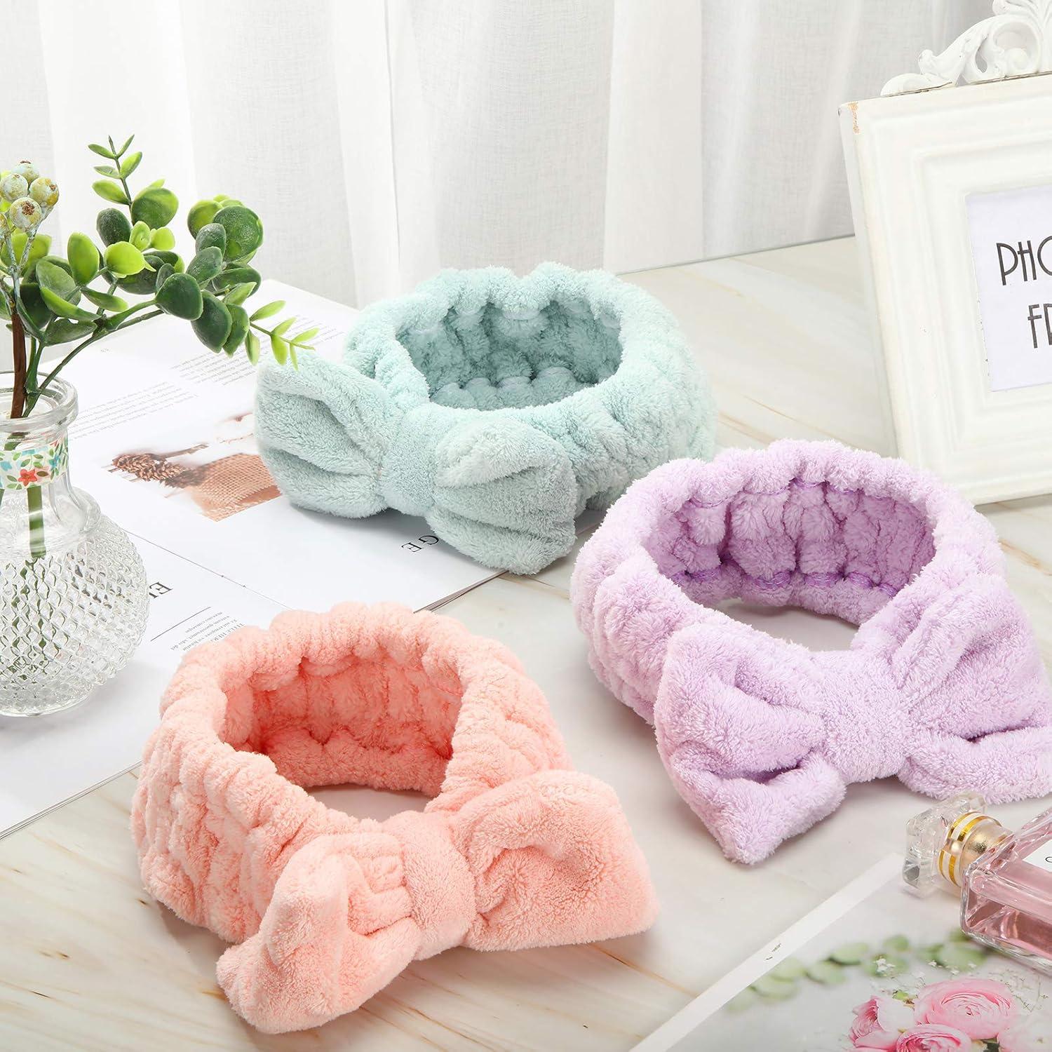 3 Diademas de Microfibra Hicarer con Lazo para Maquillaje