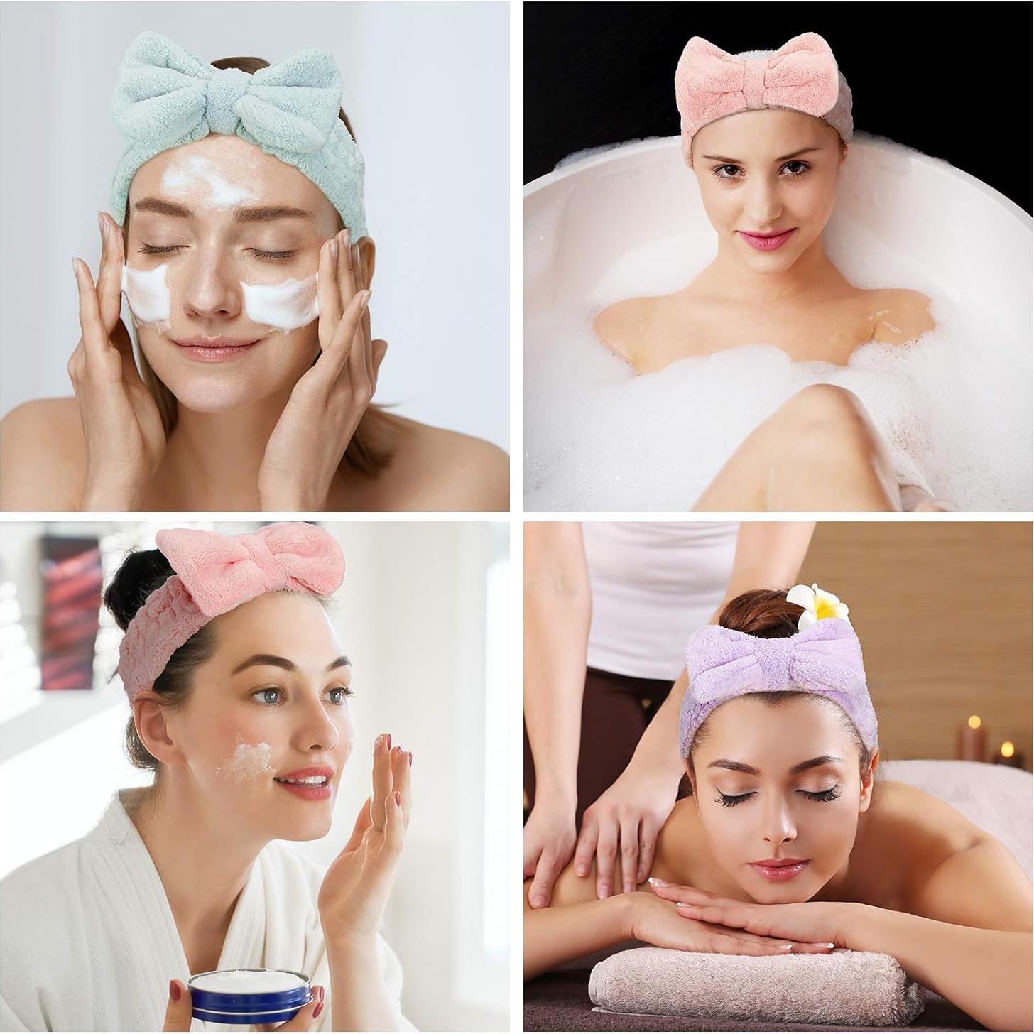 3 Diademas de Microfibra Hicarer con Lazo para Maquillaje